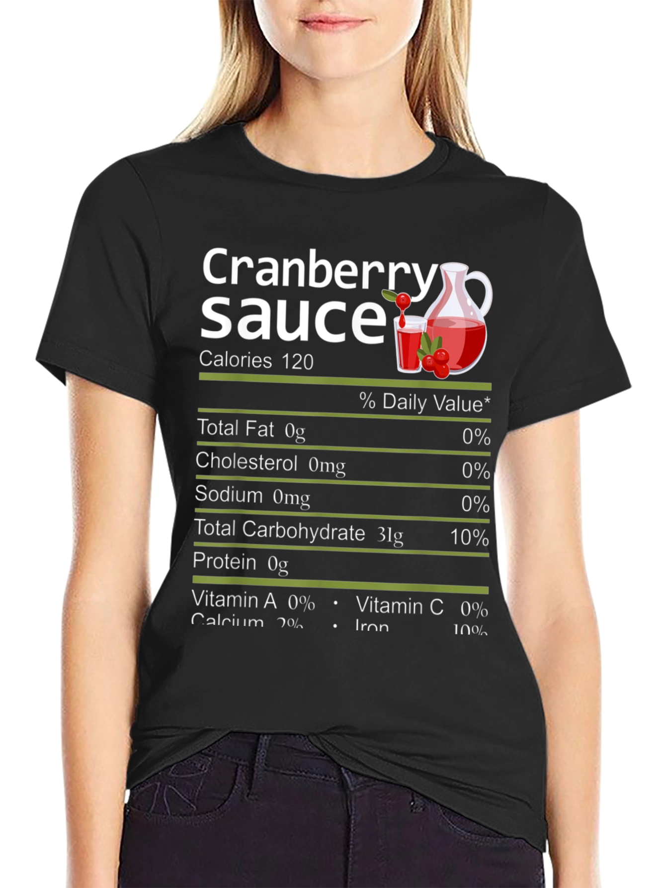 Black Cranberry Sauce Nutrition Facts Graphic Tee view 2