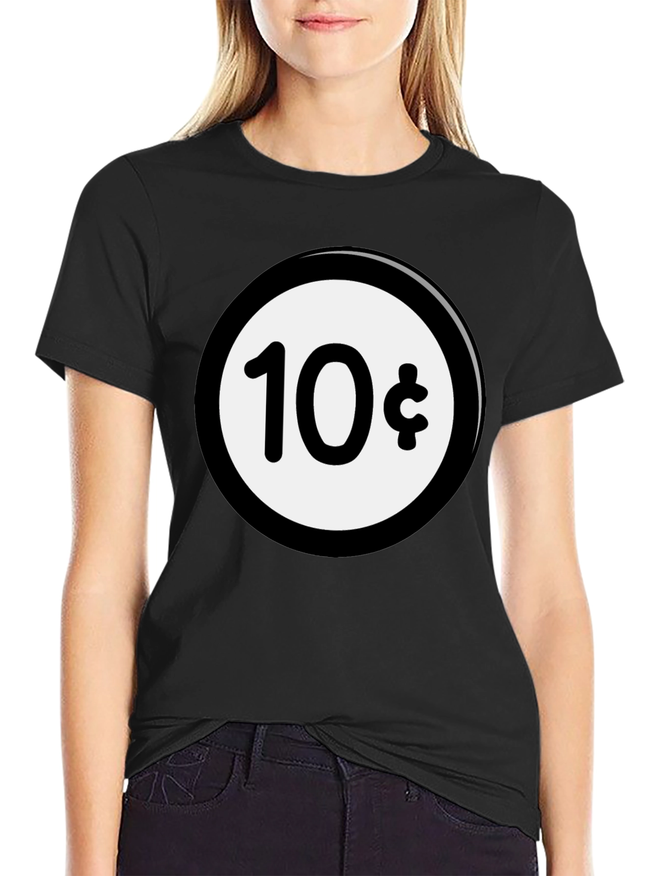 Black Novelty 10 Cent T-Shirt - Black Graphic Tee view 2