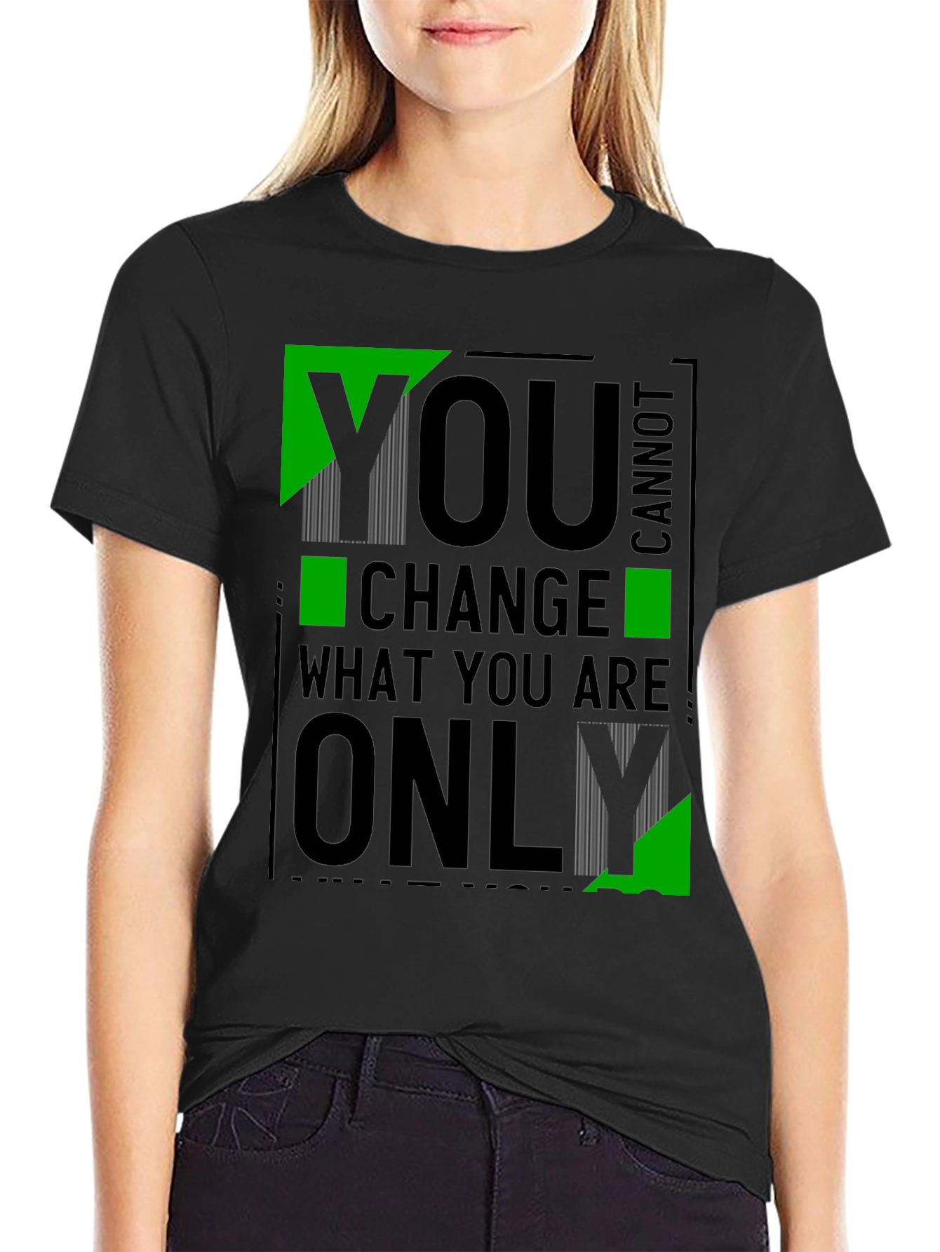 Black Men's "You Cannot Change What You Are Only" Graphic Tee view 2