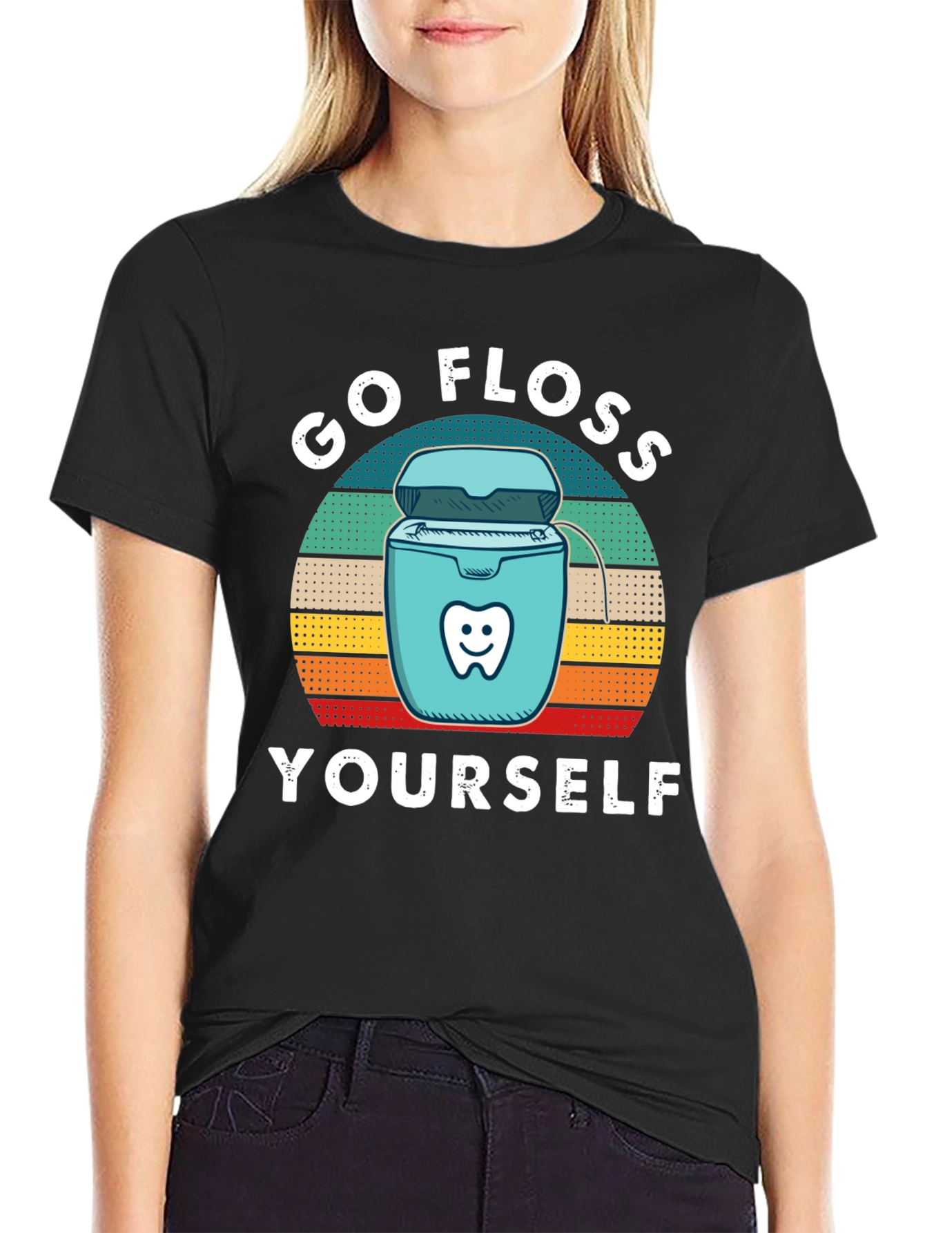 Black Go Floss Yourself Graphic Tee view 2