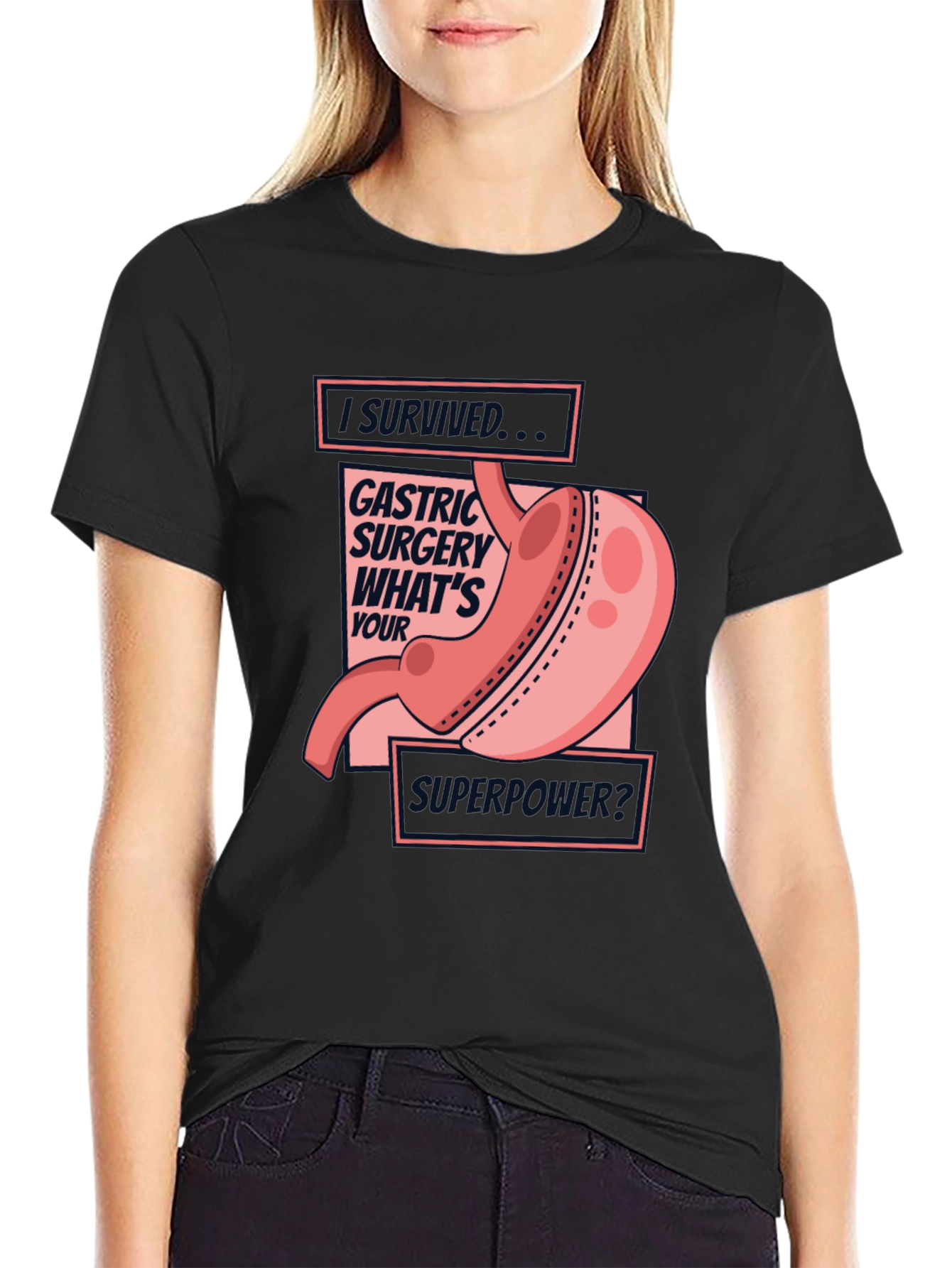 Black Gastric Surgery Survivor Tee - What's Your Superpower? view 2