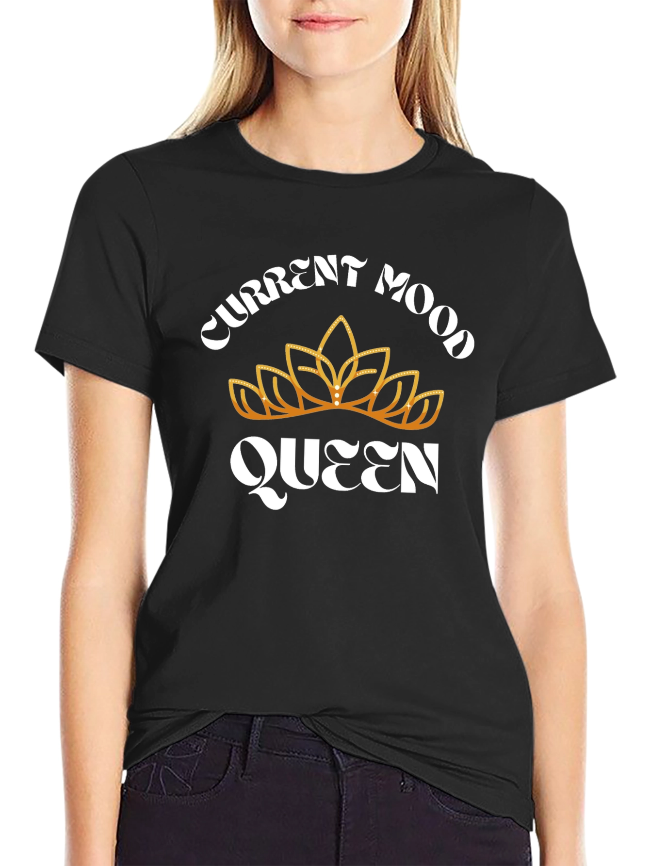 Black Current Mood Queen Black Graphic T-Shirt view 2