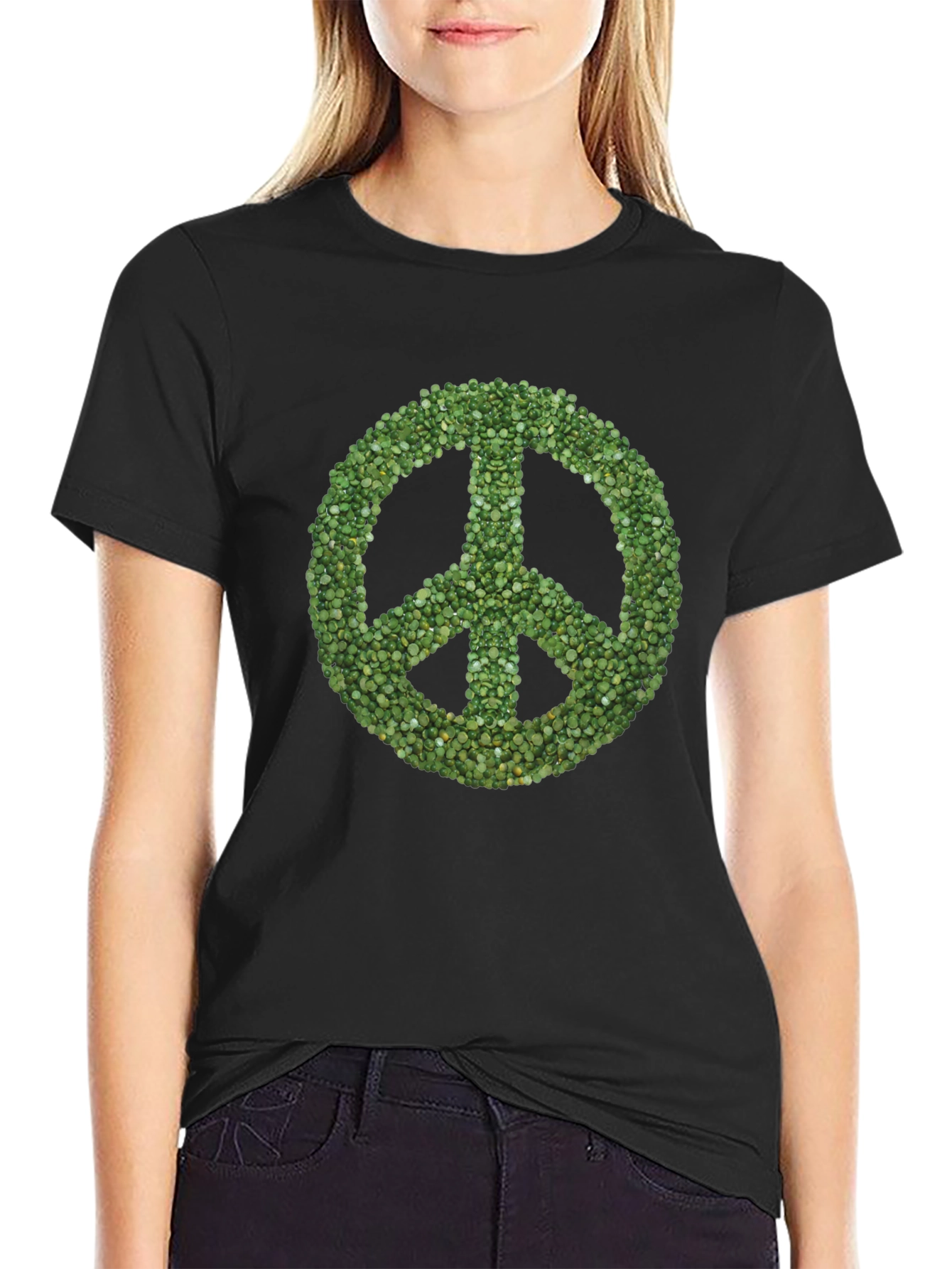 Black Peace Sign T-Shirt - Green Seeds view 2