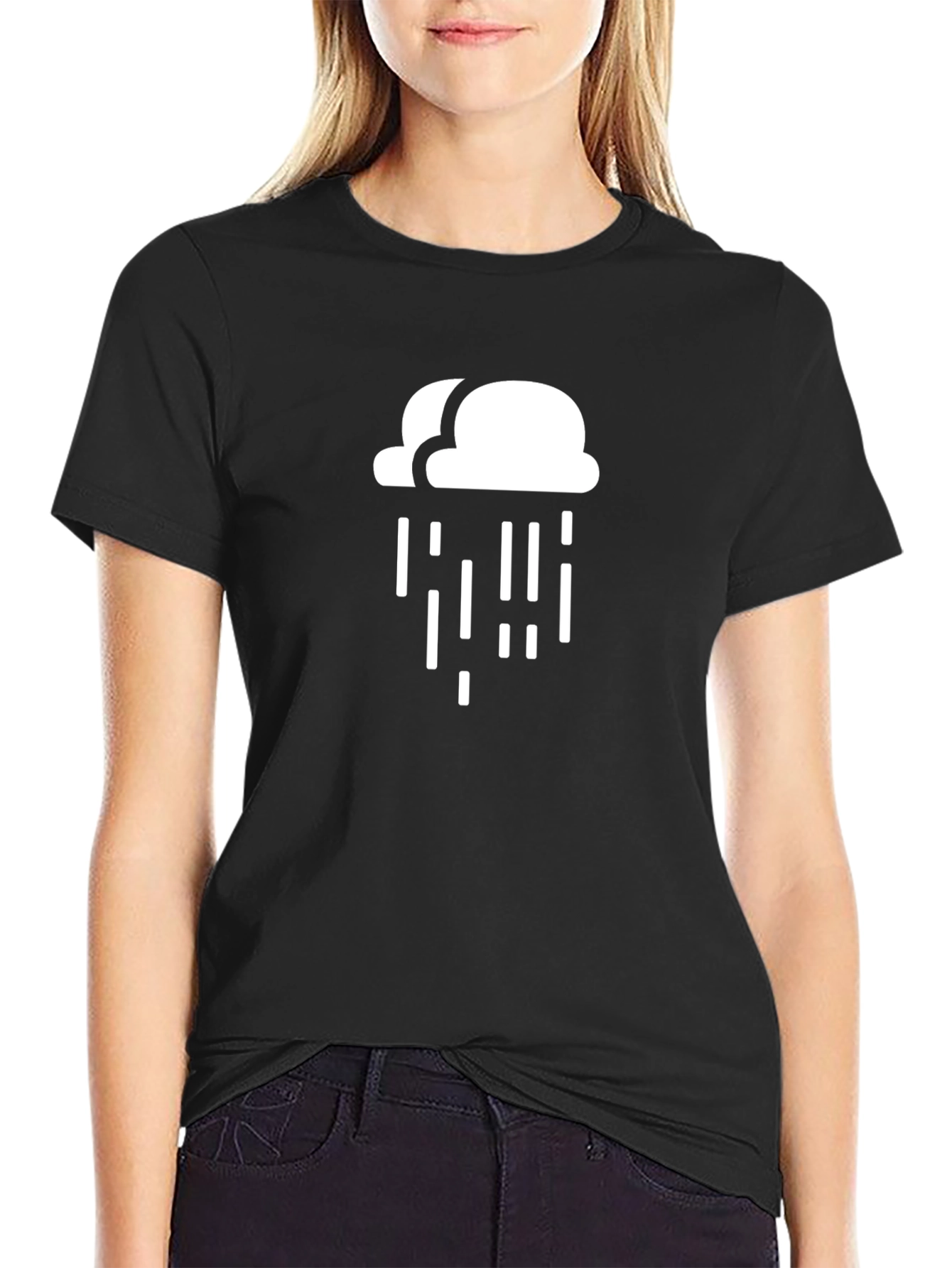 Black Rainy Day Cloud Graphic T-Shirt - Black view 2