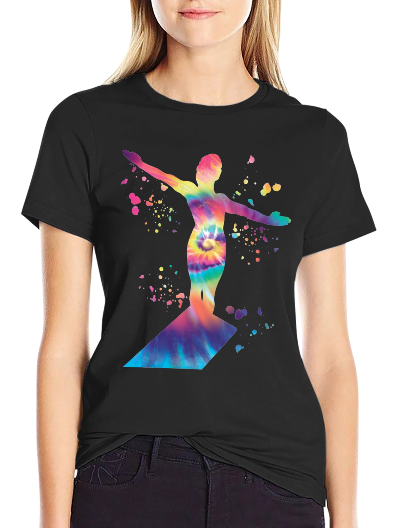 Black Tie-Dye Diver Graphic Black T-Shirt view 2