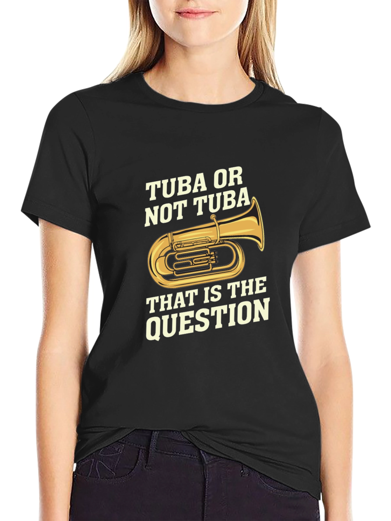 Black Tuba or Not Tuba Funny Musician T-Shirt view 2