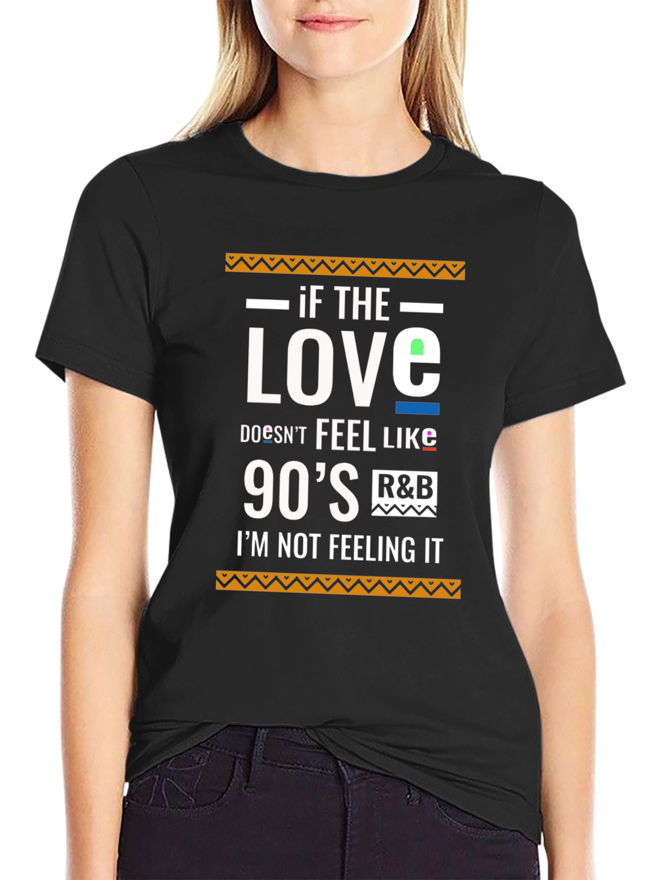 Black 90's R&B Love Graphic Tee - Black Cotton Blend view 2
