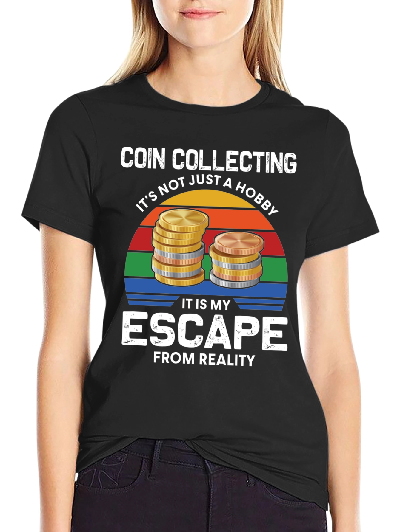 Black Coin Collecting Hobby T-Shirt view 2