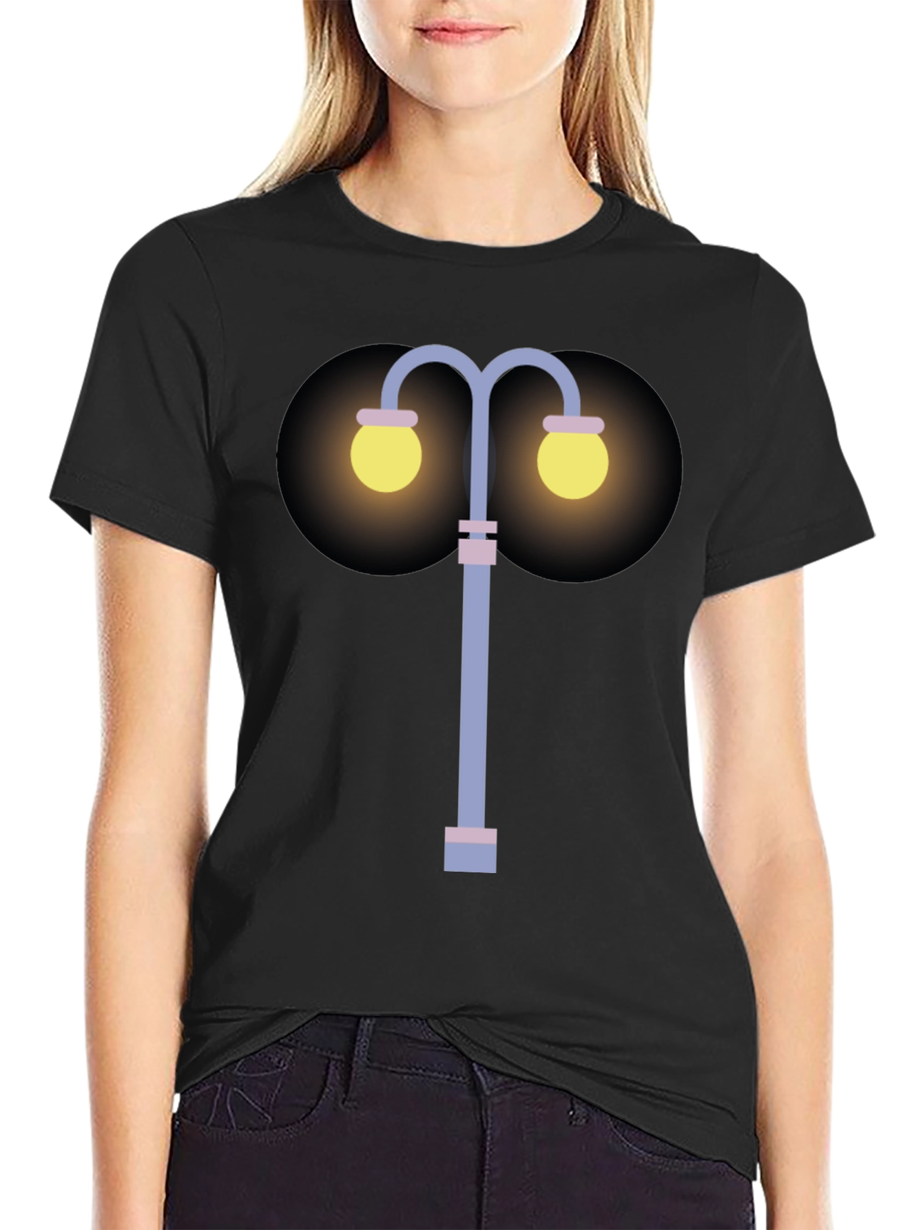 Black Novelty Street Lamp Graphic Tee view 2