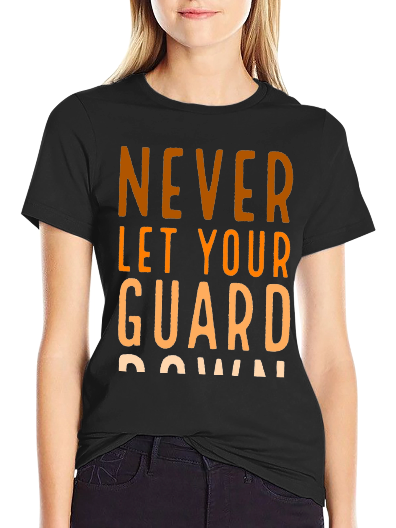 Black Never Let Your Guard Down Black Graphic Tee view 2