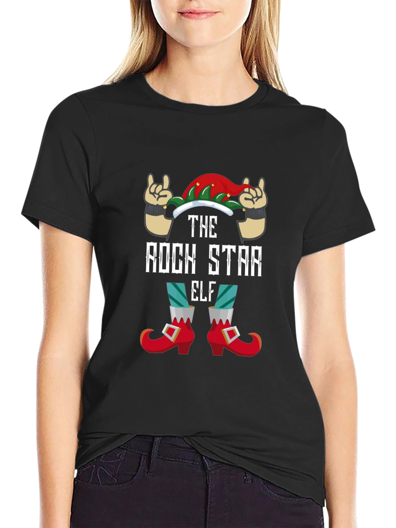 Black Rock Star Elf Graphic Tee view 2