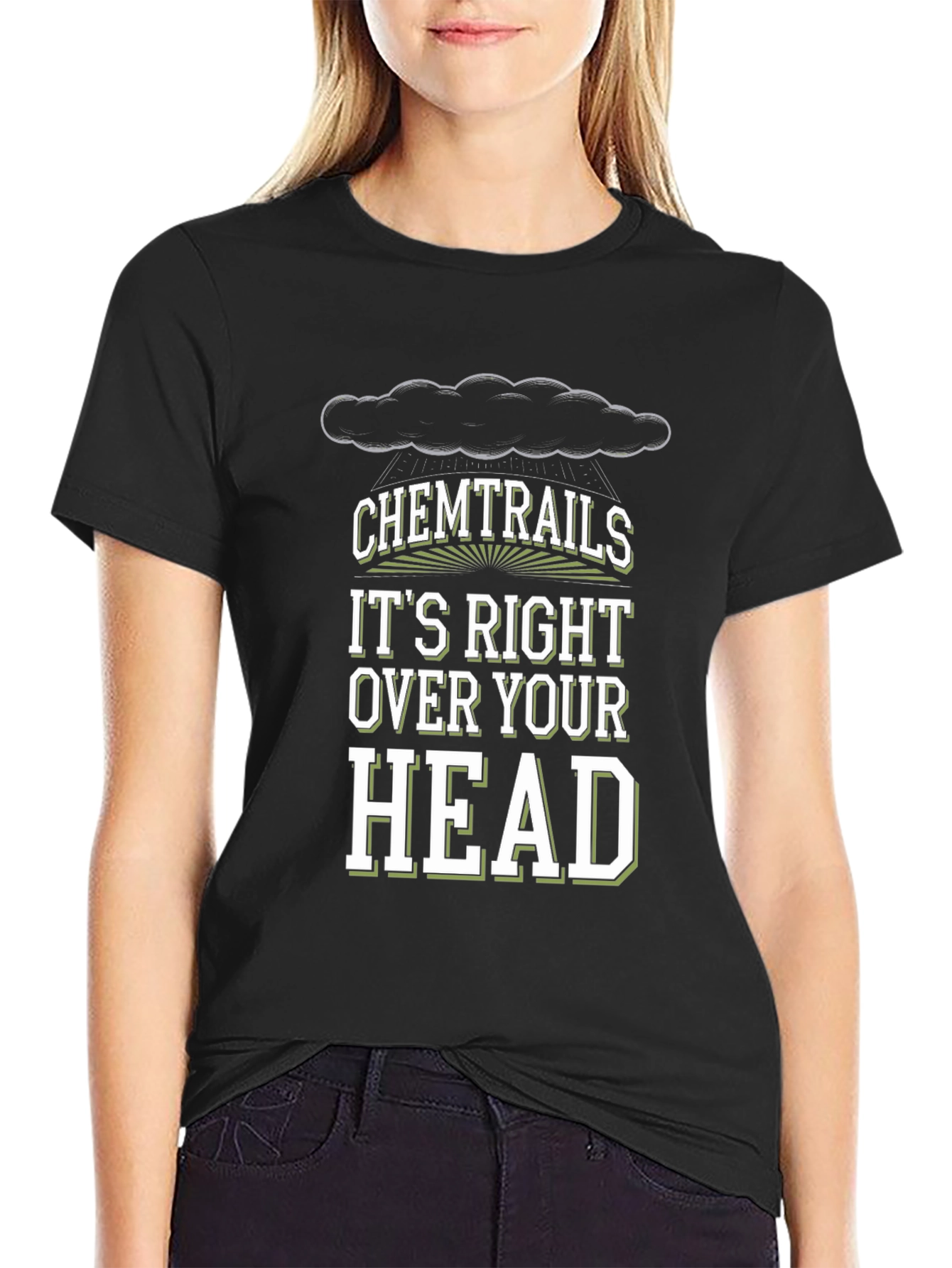 Black Chemtrails Conspiracy Theory T-Shirt view 2