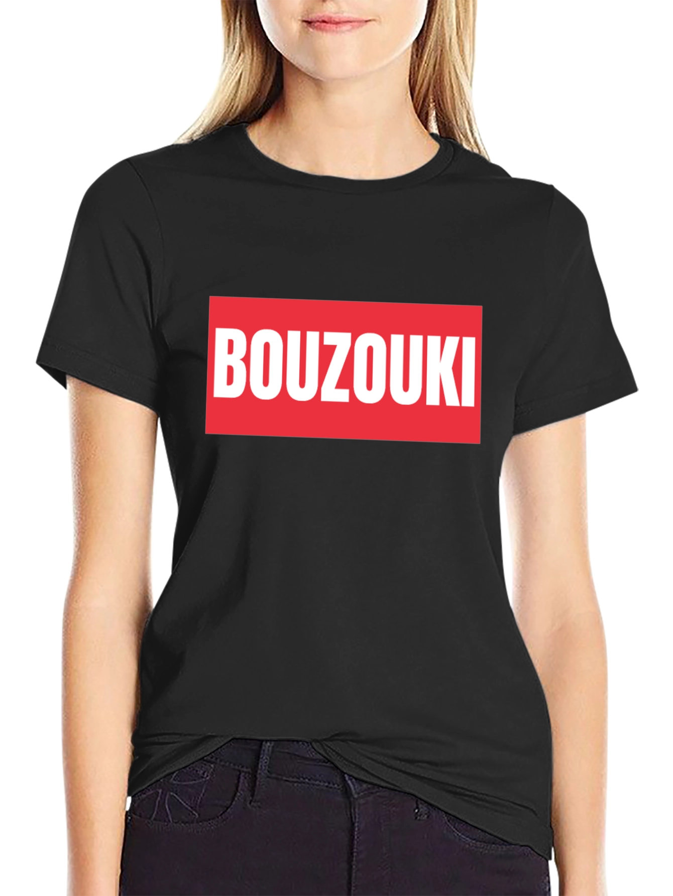 Black Bouzouki T-Shirt - Black Cotton Tee view 2