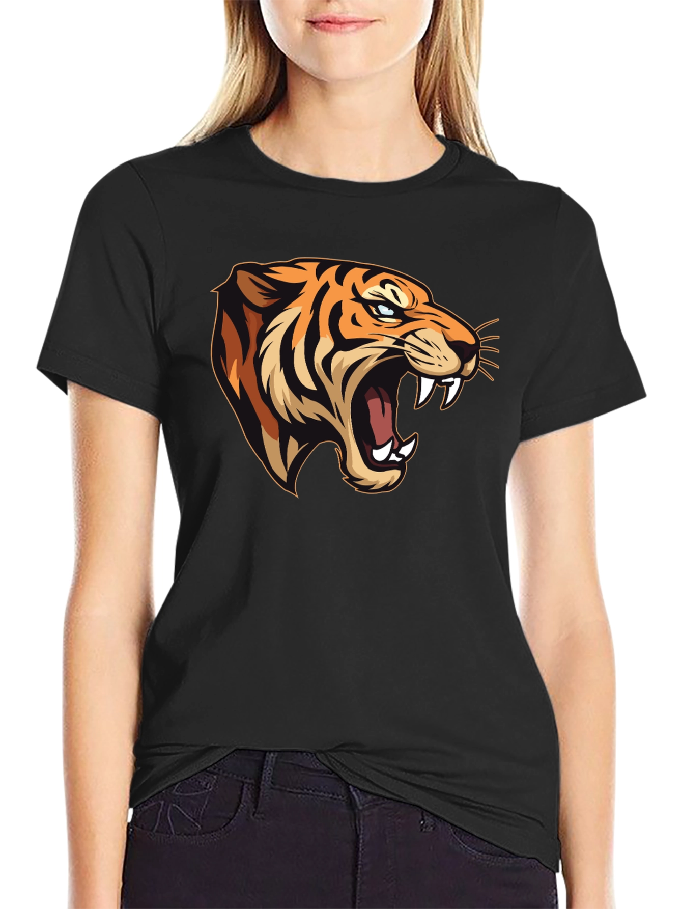 Black Fierce Tiger Graphic Tee - Men's Black T-Shirt view 2