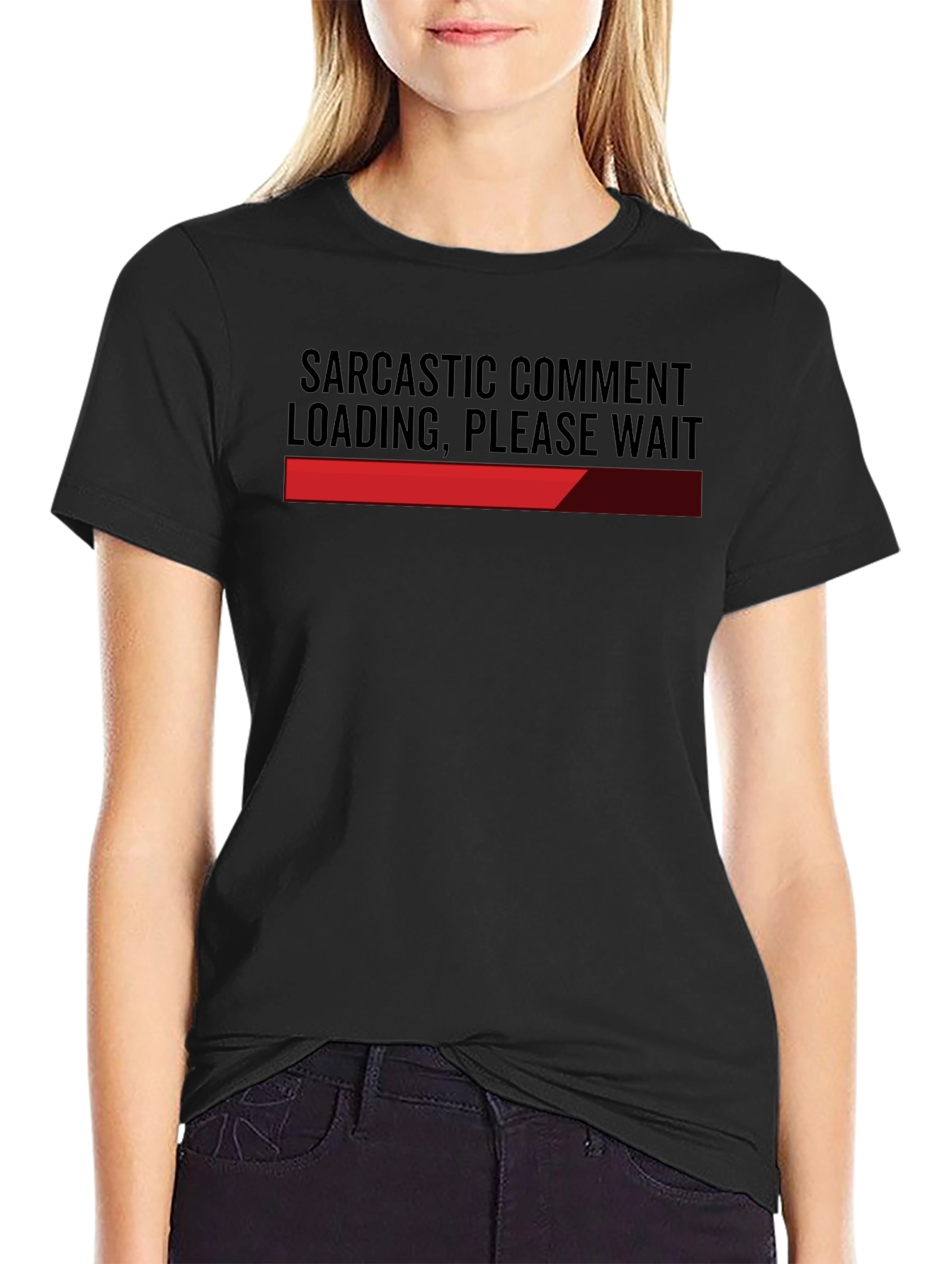 Black Sarcastic Comment Loading Funny Graphic Tee view 2