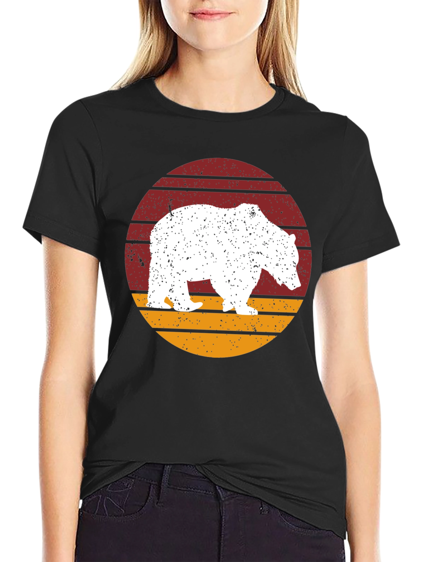 Black Retro Bear Graphic T-Shirt - Vintage Style view 2