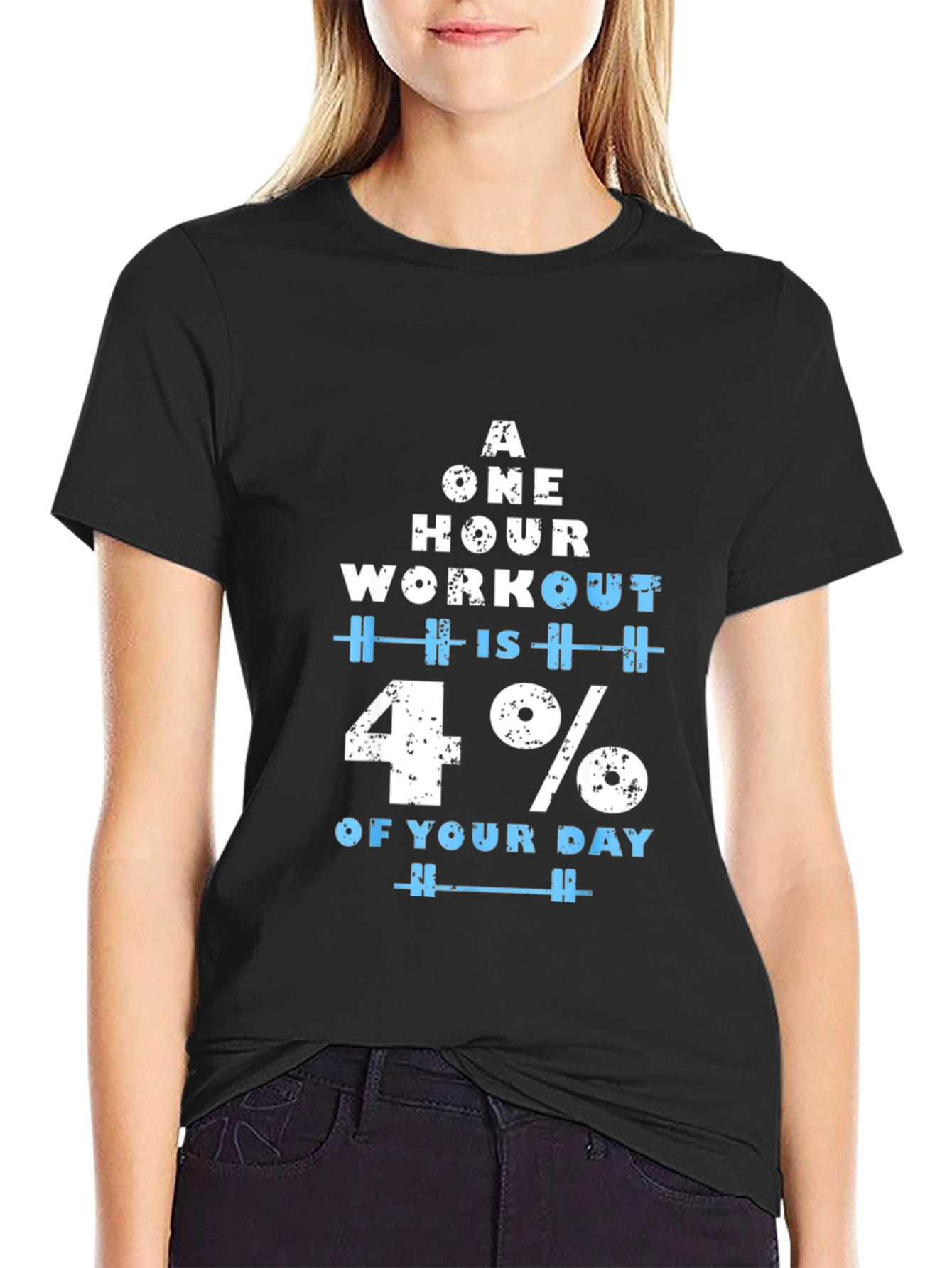 Black Workout Motivation T-Shirt - 4% of Your Day view 2