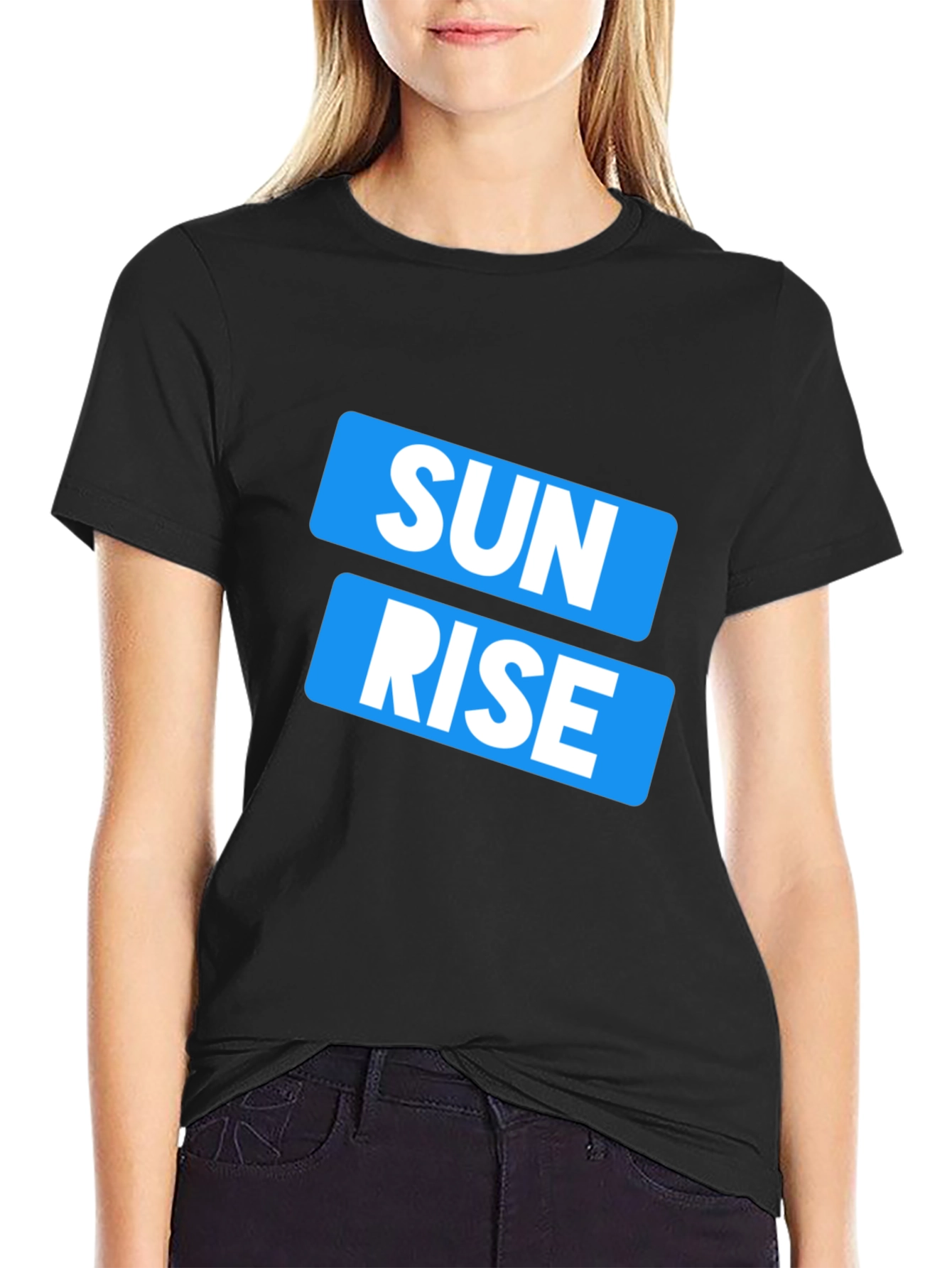 Black Sunrise Graphic Print Crew Neck Men's T-Shirt view 2