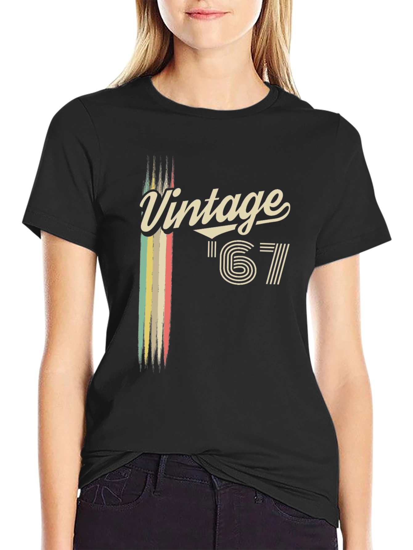 Black Vintage '67 Retro Graphic Tee - Classic Style view 2