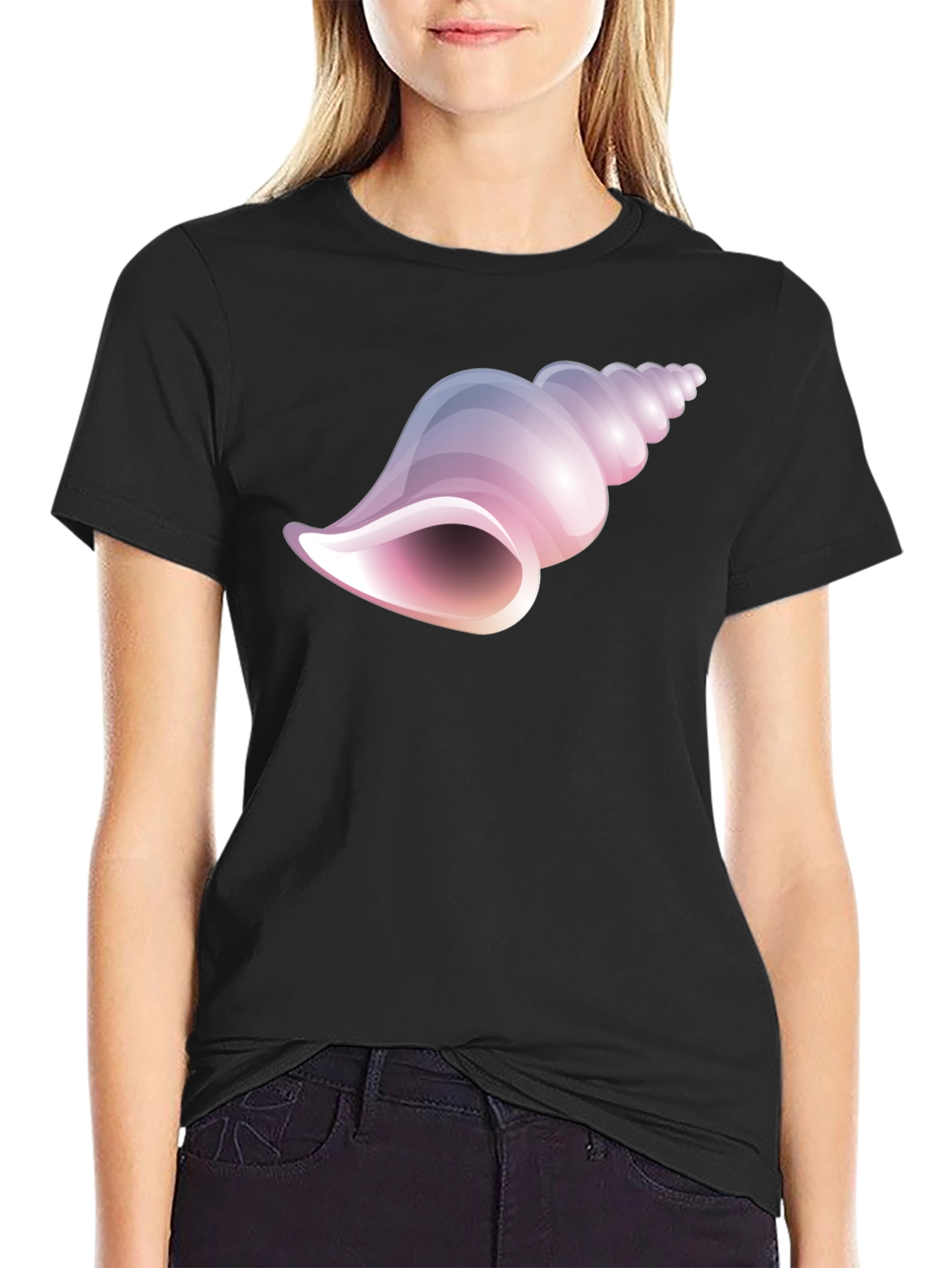 Black Shell Graphic Tee - Casual Black T-Shirt view 2