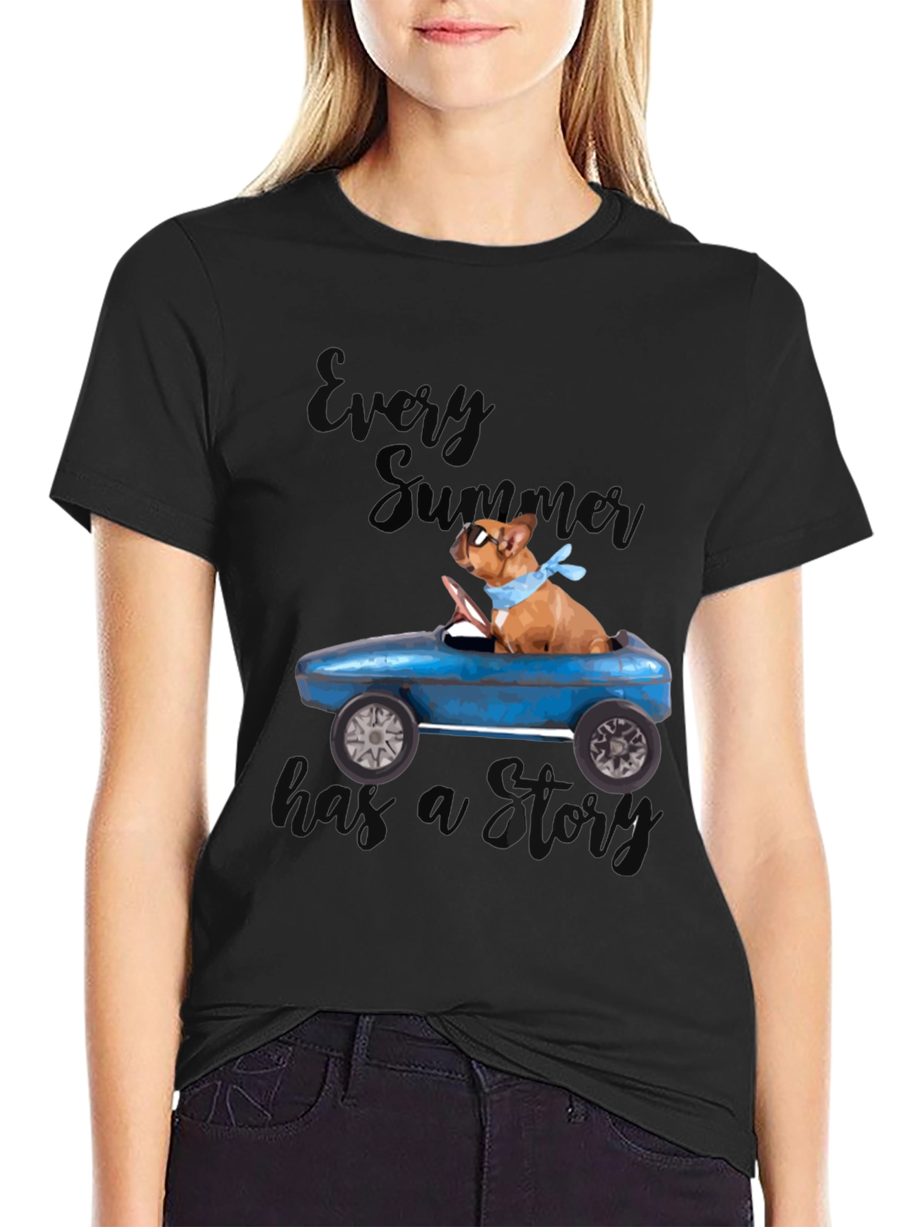 Black Dog Driving Car Graphic T-Shirt view 2