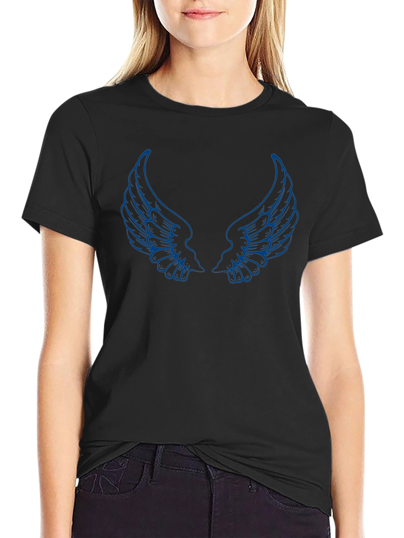Black Wing Graphic Black T-Shirt view 2