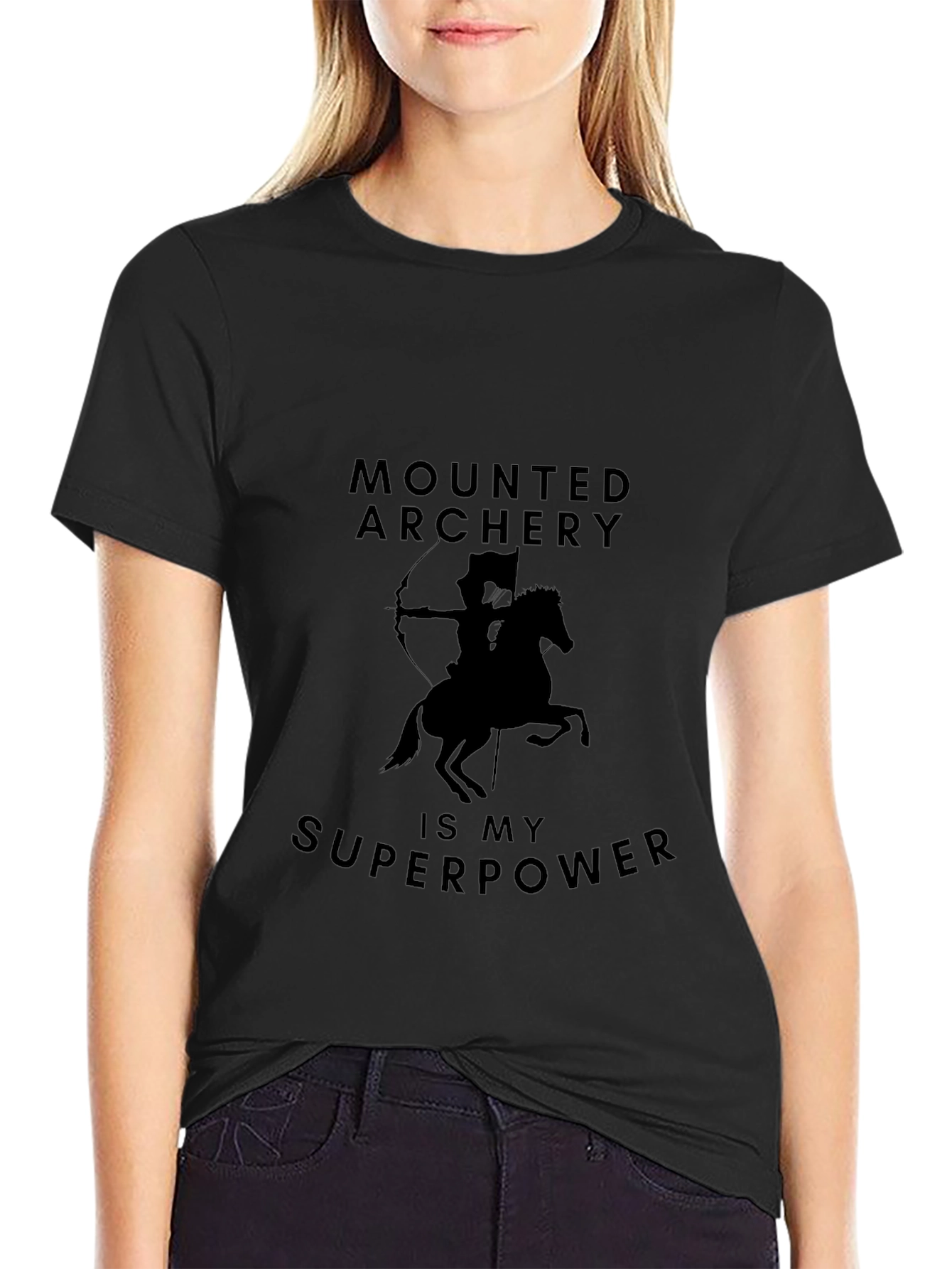 Black Mounted Archery is My Superpower T-Shirt view 2