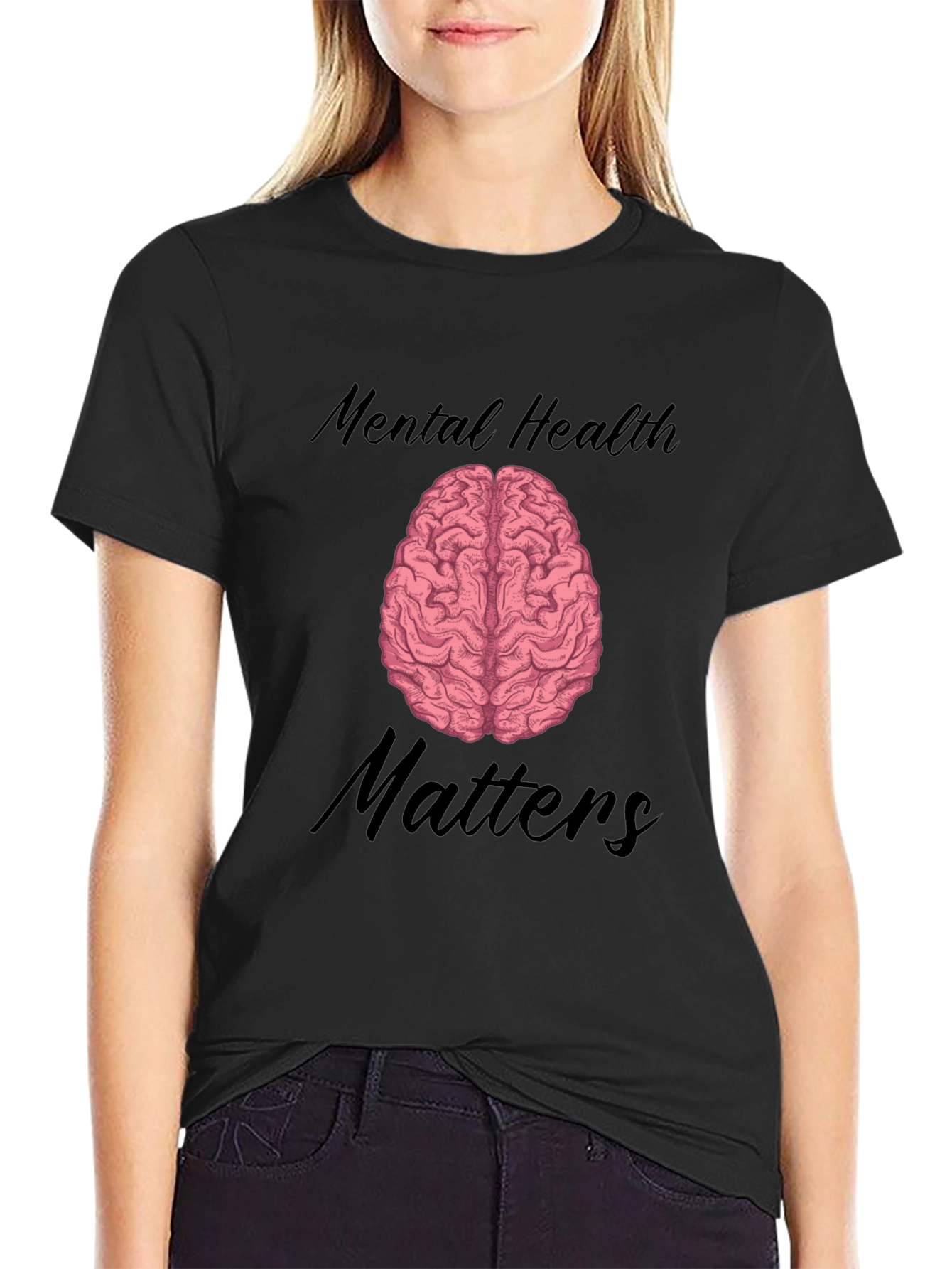 Black Mental Health Matters T-Shirt Brain Graphic view 2
