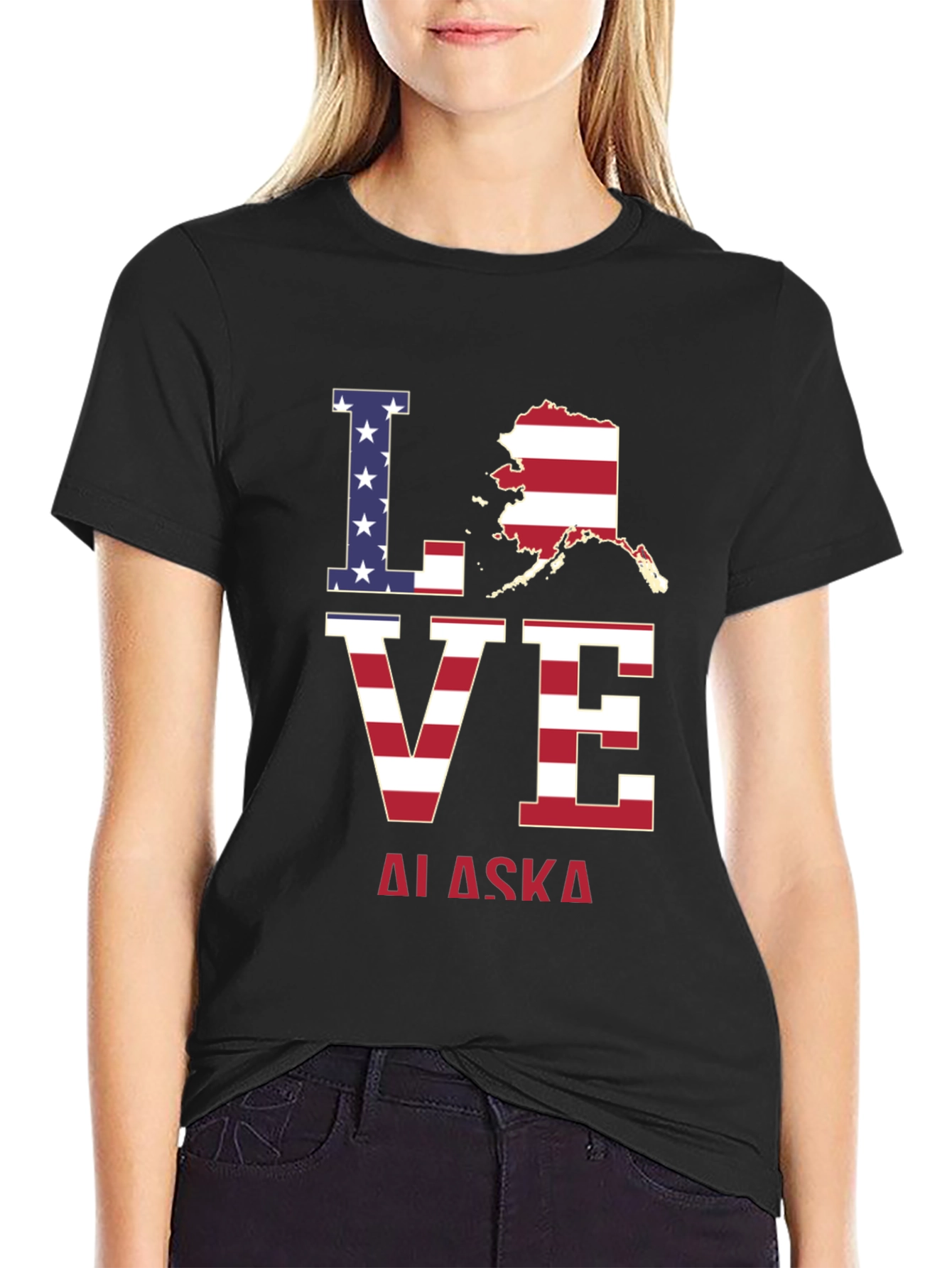 Black Love Alaska Patriotic T-Shirt view 2