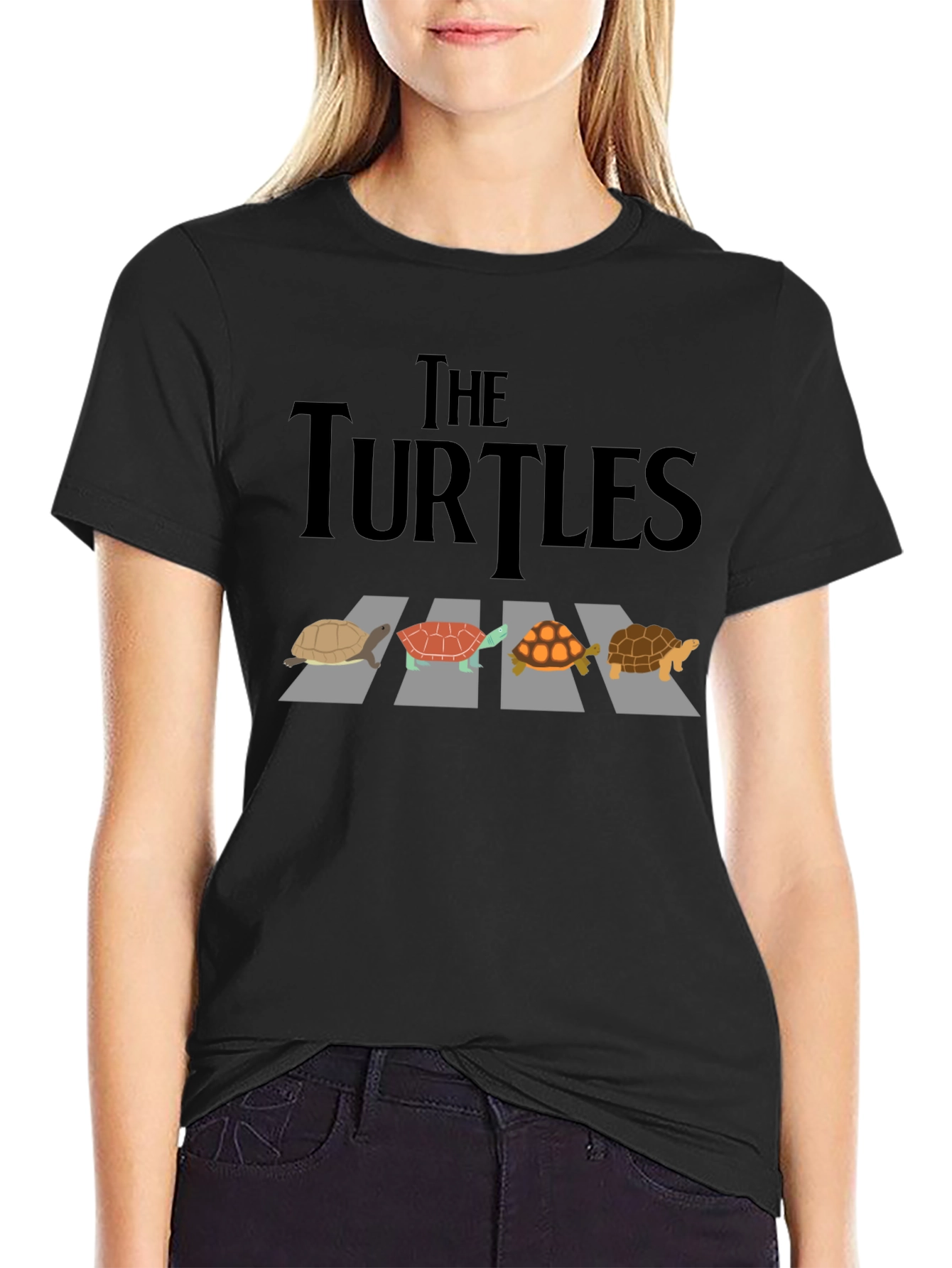 Black The Turtles Abbey Road Style T-Shirt view 2