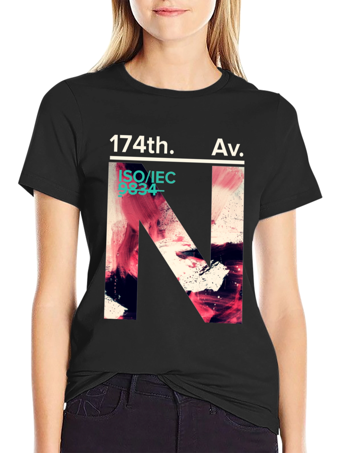 Black 174th Av. Graphic T-Shirt - Modern Artistic Design view 2