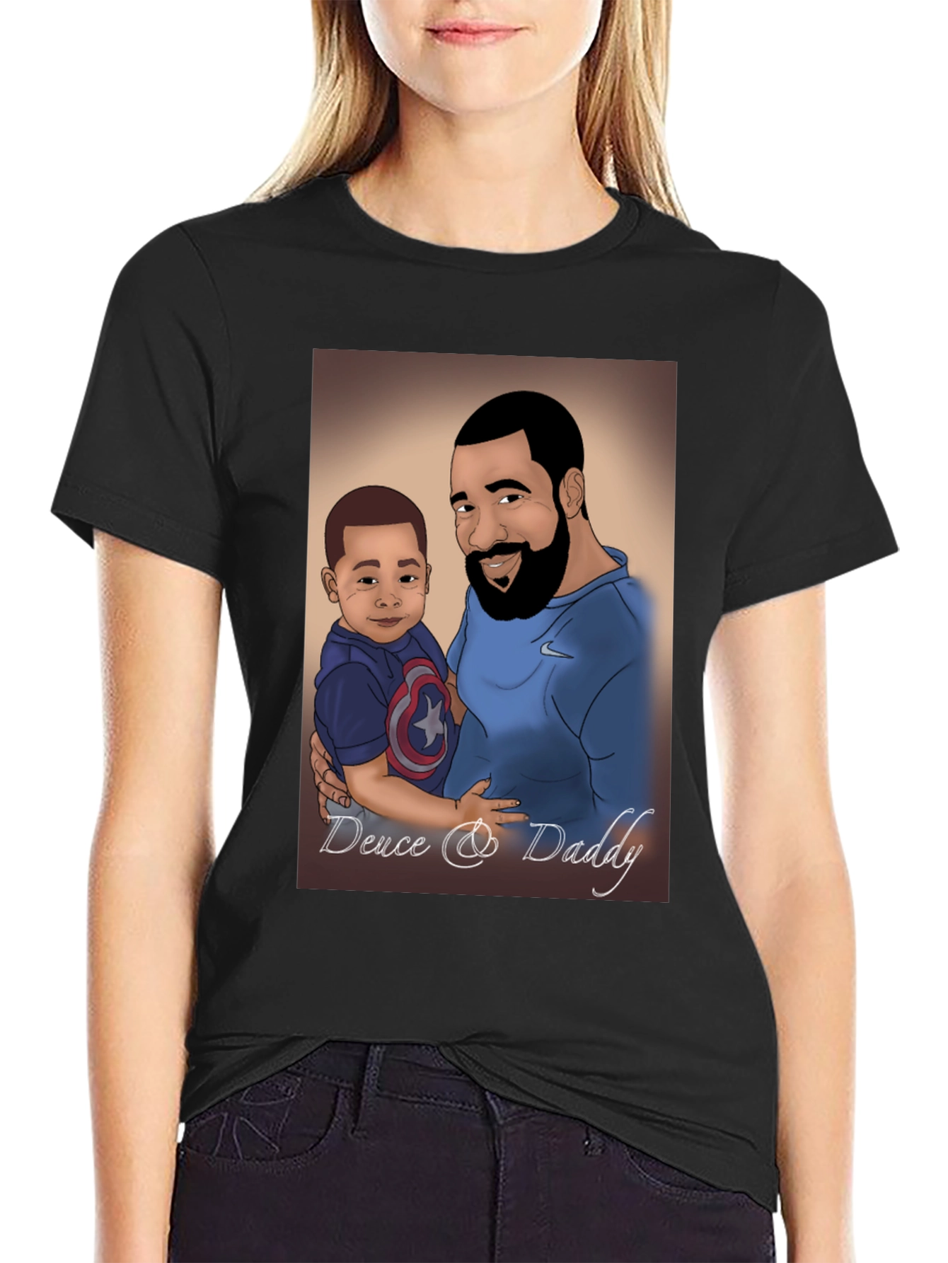 Black Deuce & Daddy Cartoon T-Shirt view 2