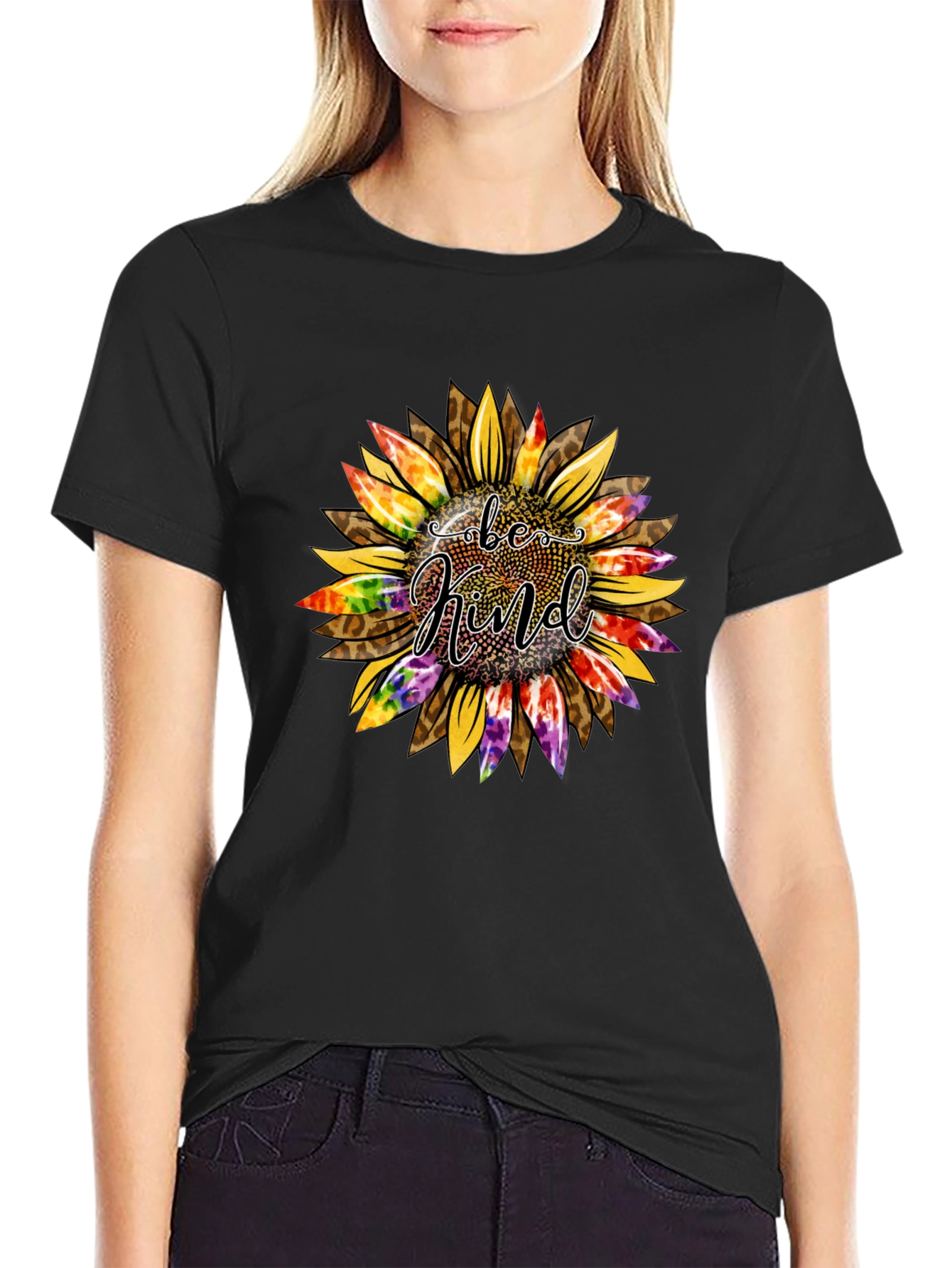 Be Kind Sunflower Graphic Tee - Trendy Casual Top - 2