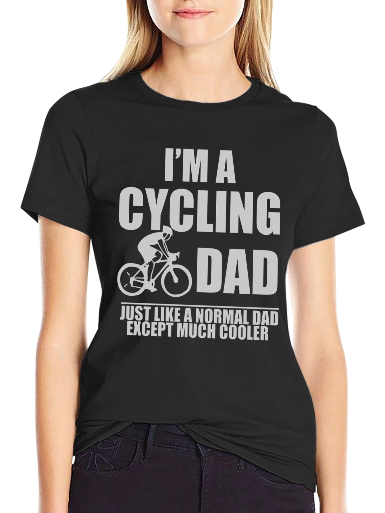 Black Cycling Dad T-Shirt - Cool Dad Graphic Tee view 2