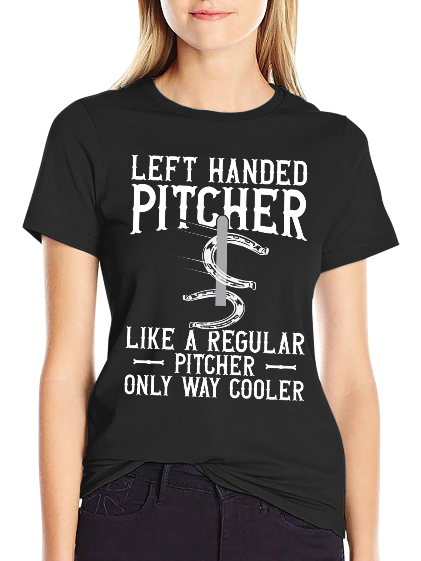 Black Left Handed Pitcher T-Shirt - Baseball Apparel view 2