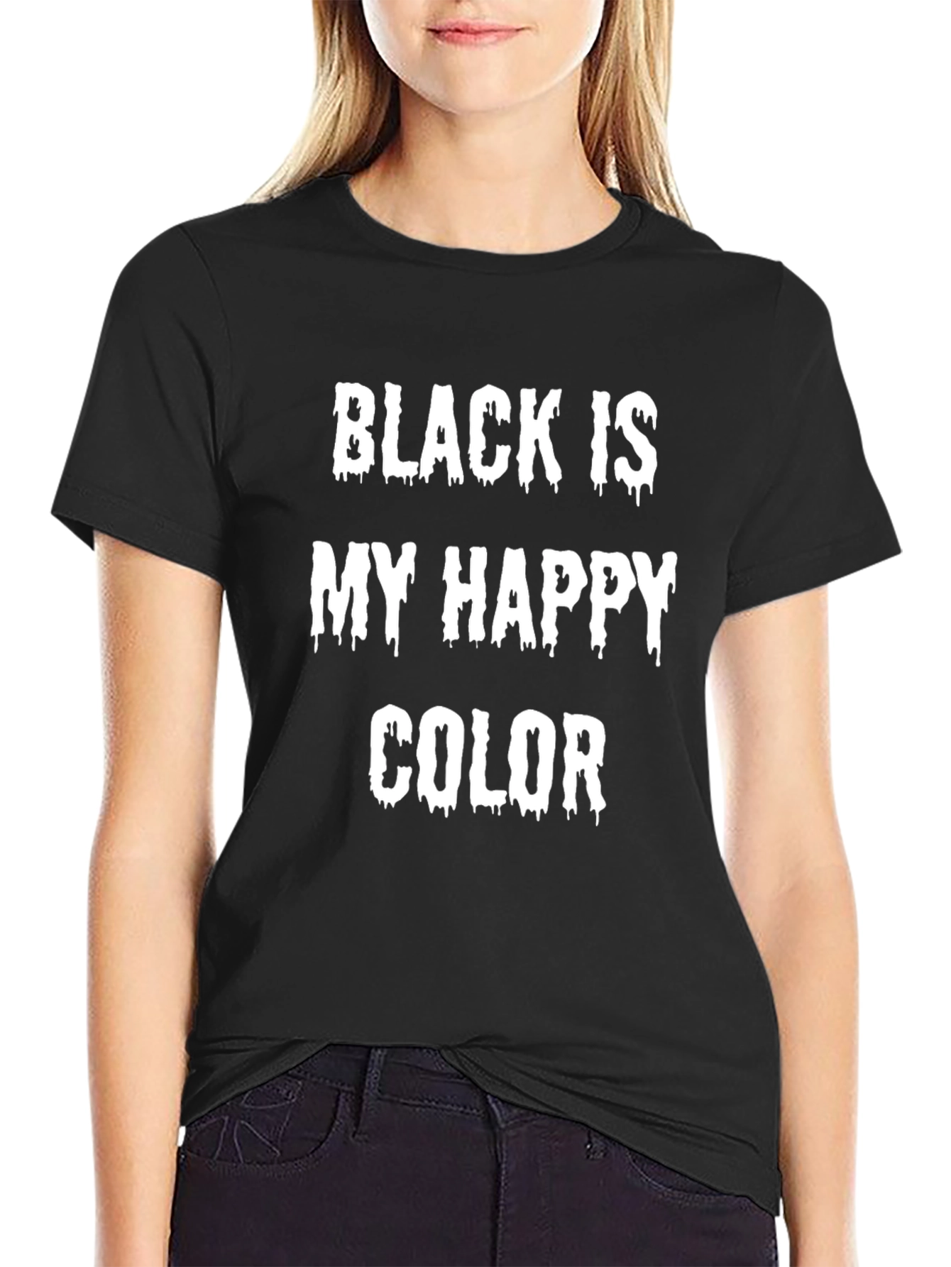 Black Black is My Happy Color Graphic Tee view 2