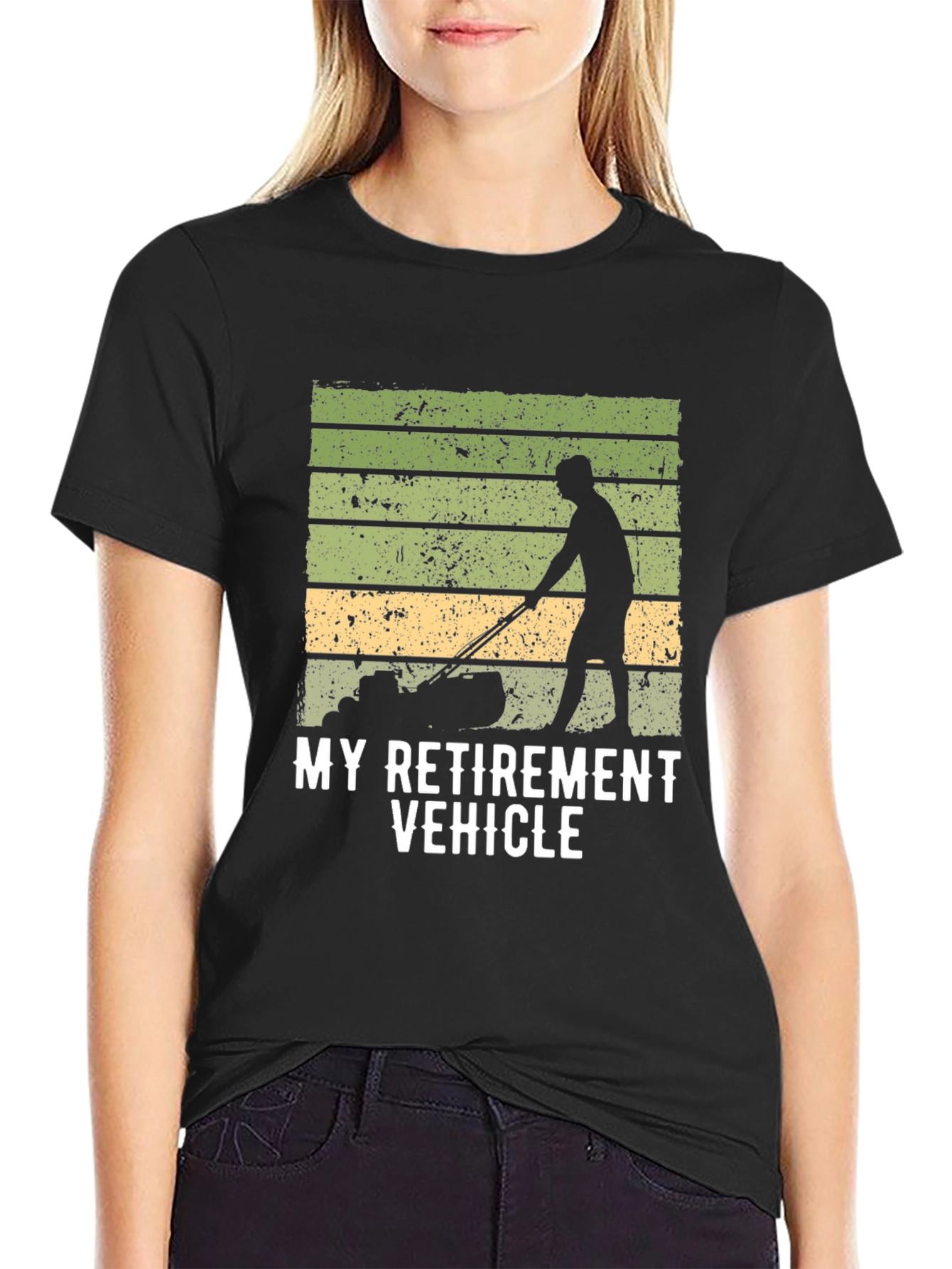 Black My Retirement Vehicle T-Shirt - Lawn Mower view 2