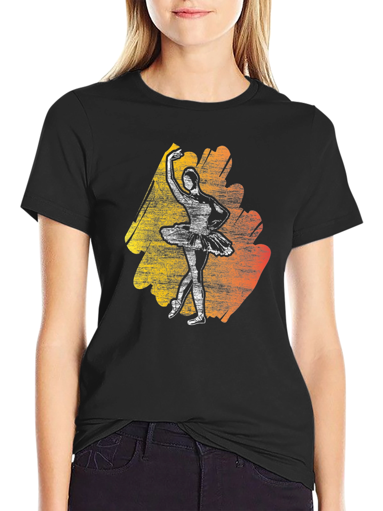 Black Ballerina Graphic Tee - Stylish Dance T-Shirt view 2