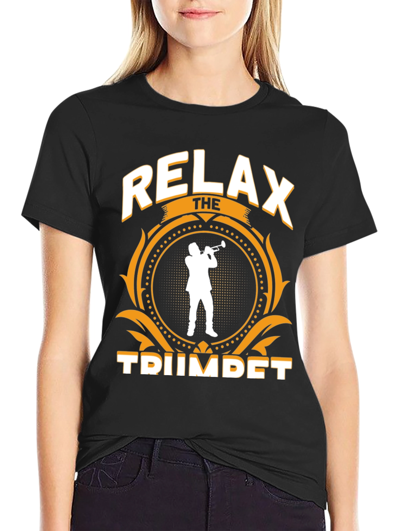 Black Relax The Trumpet T-Shirt - Musician Gift view 2