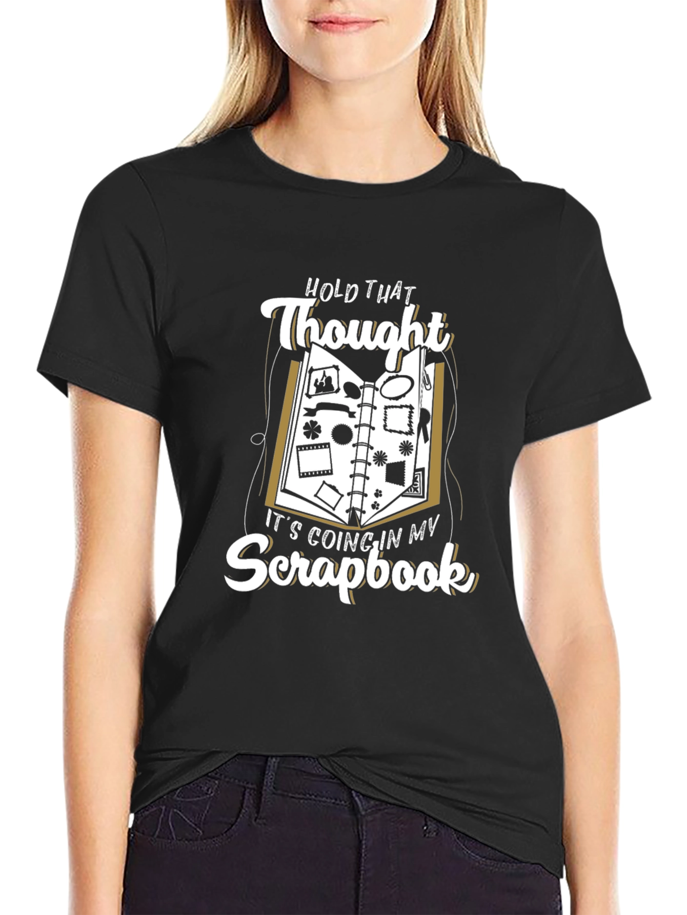 Black Hold That Thought Scrapbook T-Shirt view 2