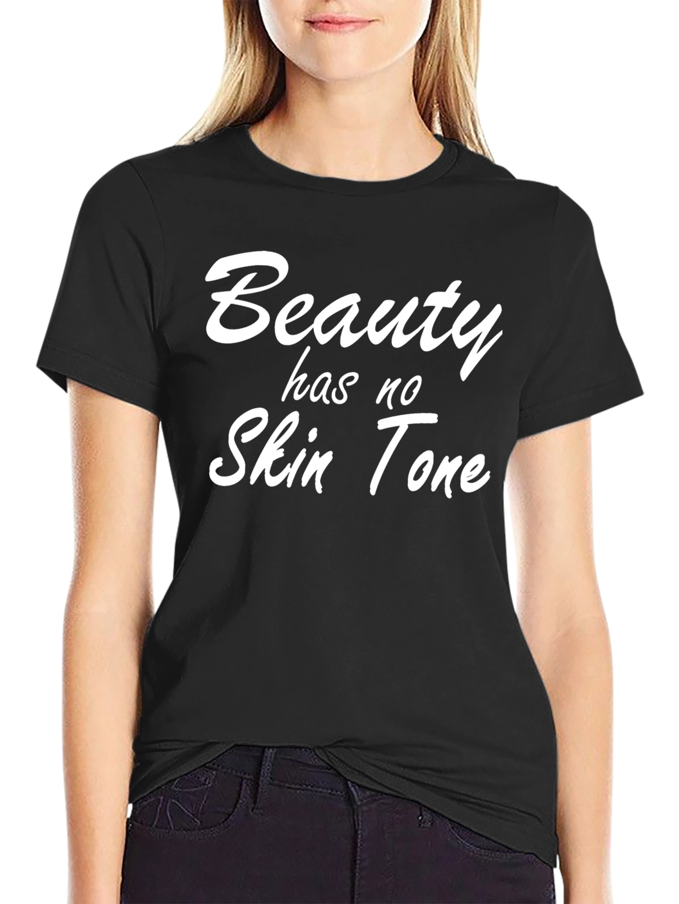 Black Beauty Has No Skin Tone Graphic Tee - Black Unisex T-Shirt view 2