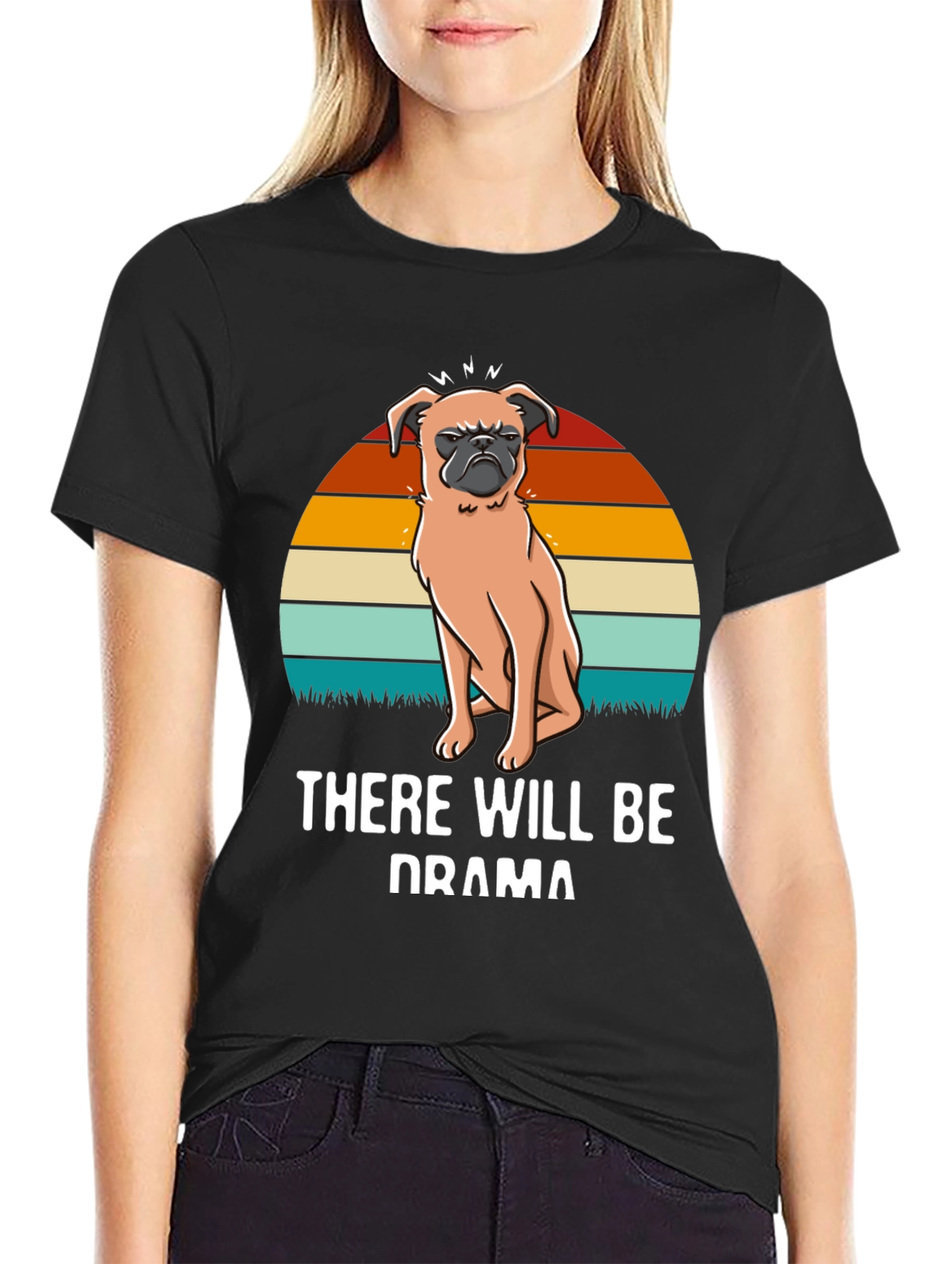 Black Drama Pug Graphic Tee - Unisex Black T-Shirt view 2