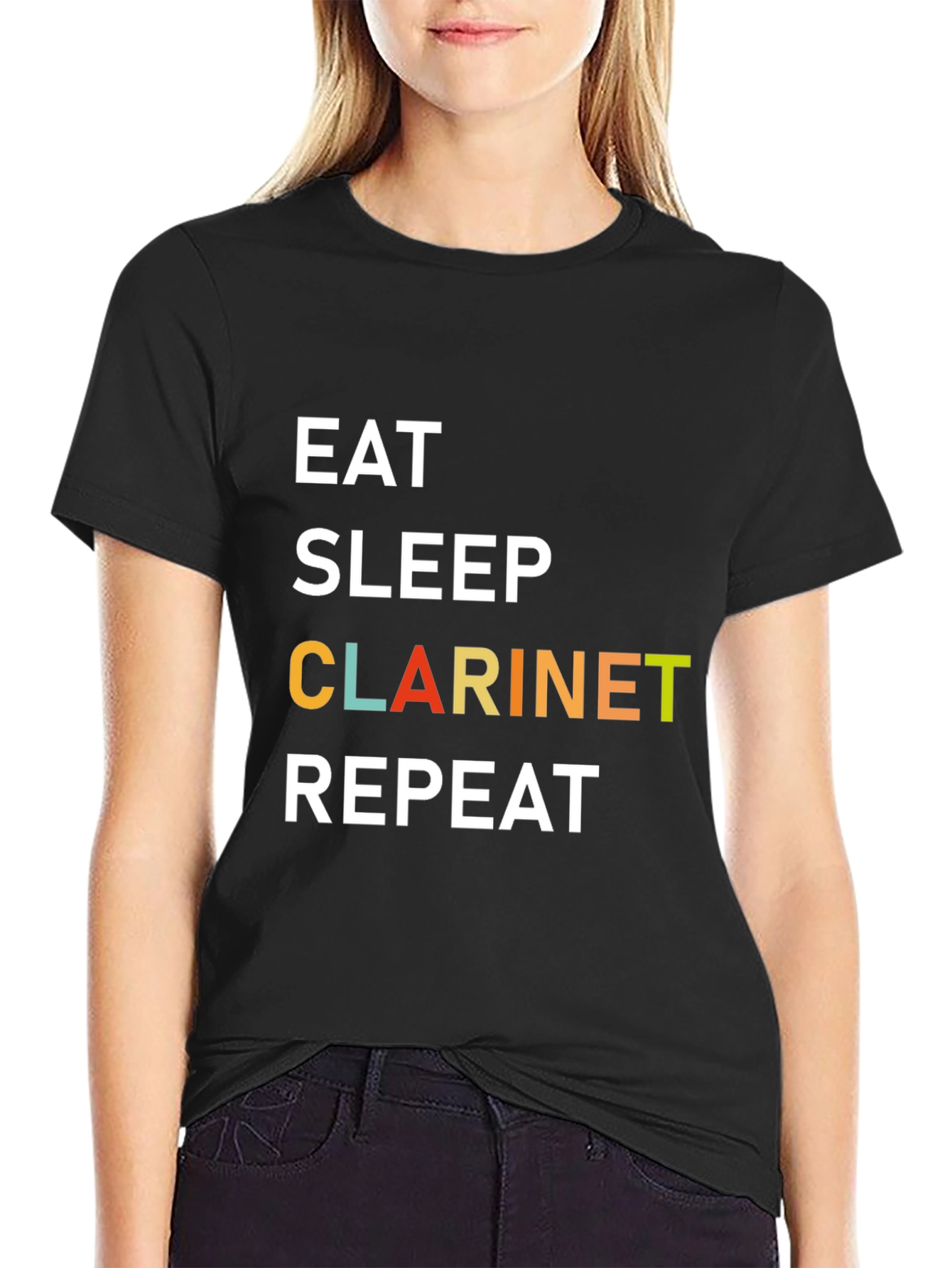 Black Eat Sleep Clarinet Repeat T-Shirt view 2