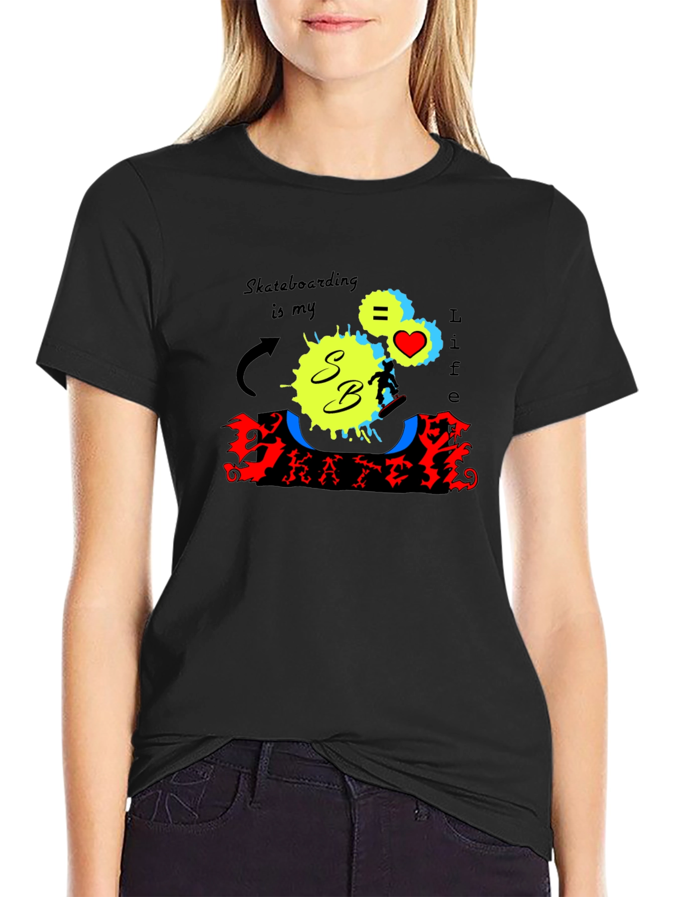 Black Skateboarding is My Life T-Shirt view 2