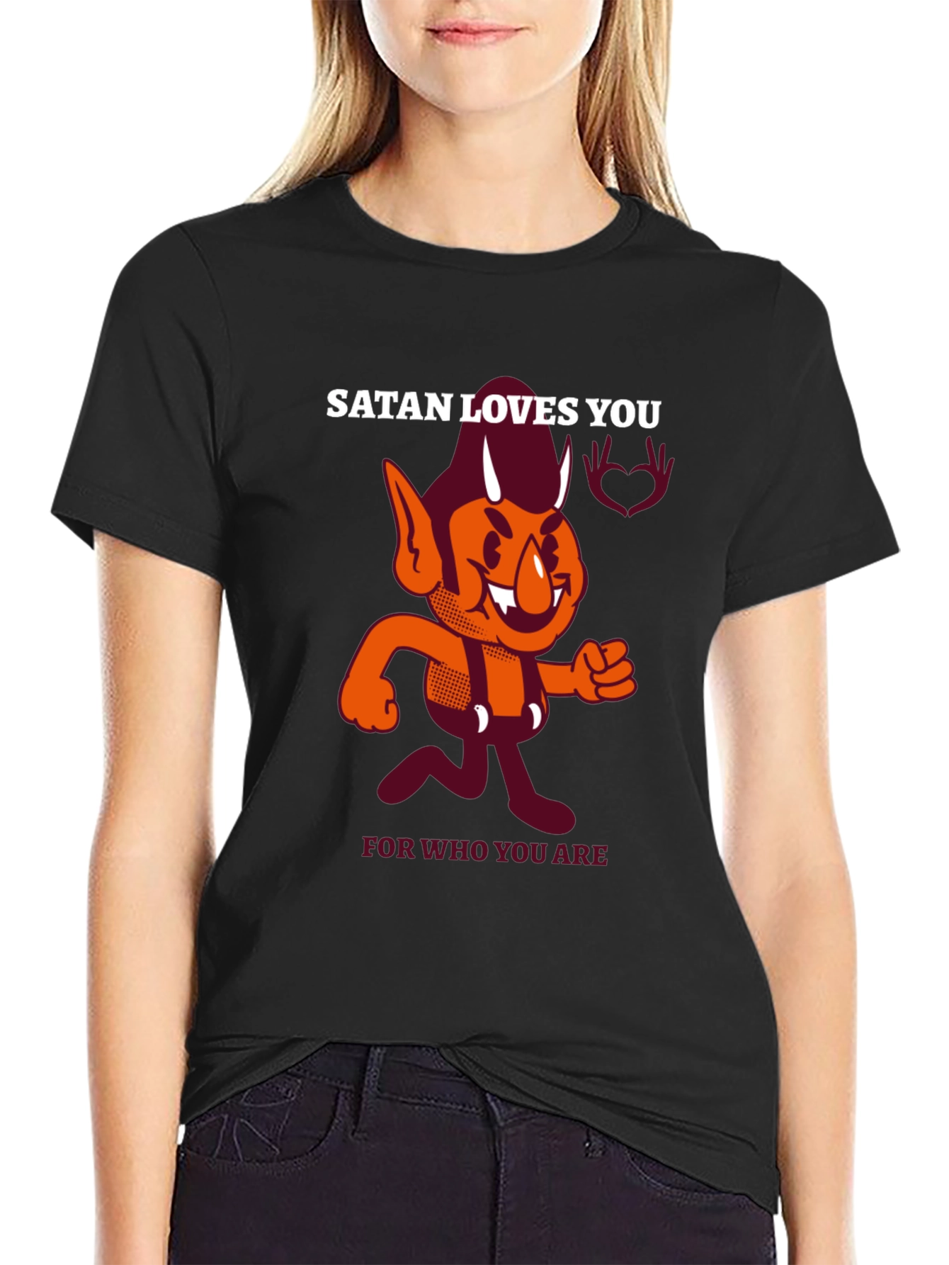 Black Satan Loves You Graphic T-Shirt view 2