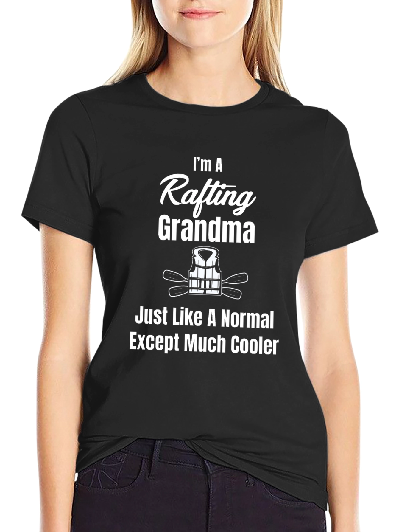 Black Rafting Grandma Funny T-Shirt - Outdoor Adventure Tee view 2