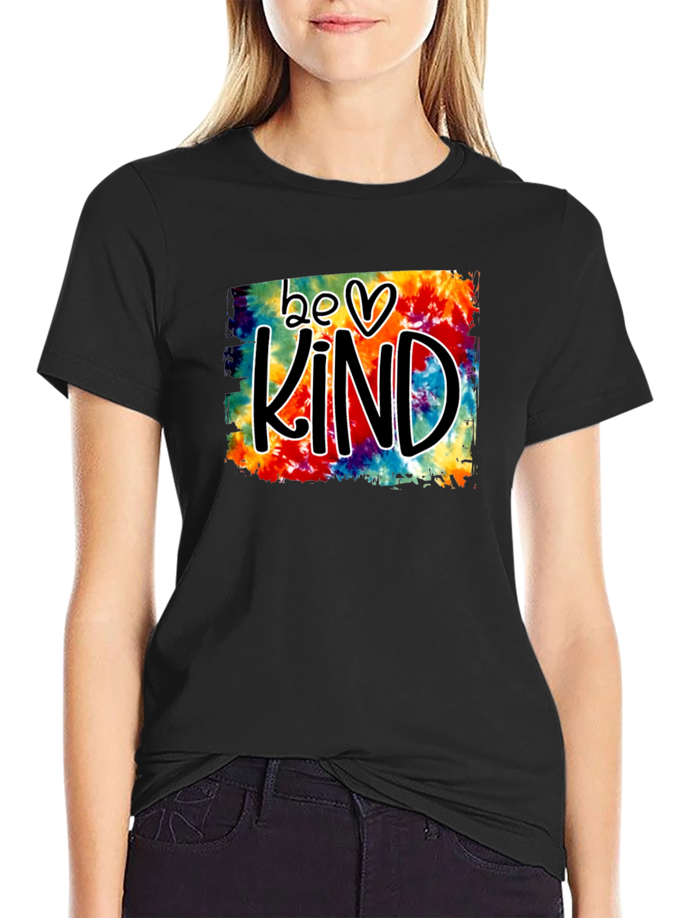 Black Be Kind Tie Dye Graphic Tee - Black view 2