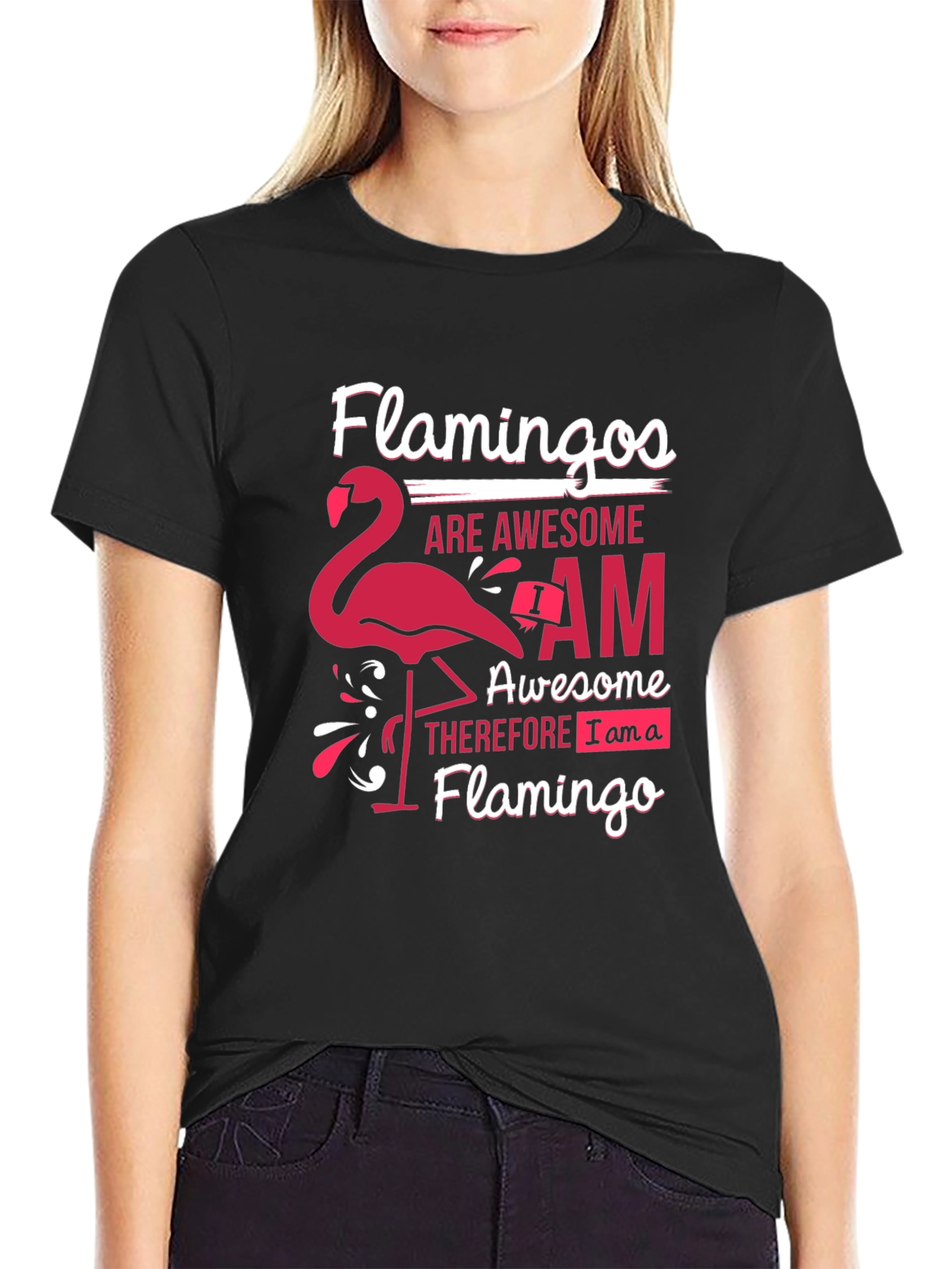 Black Flamingo Lover Graphic Tee - Awesome Flamingo T-Shirt view 2