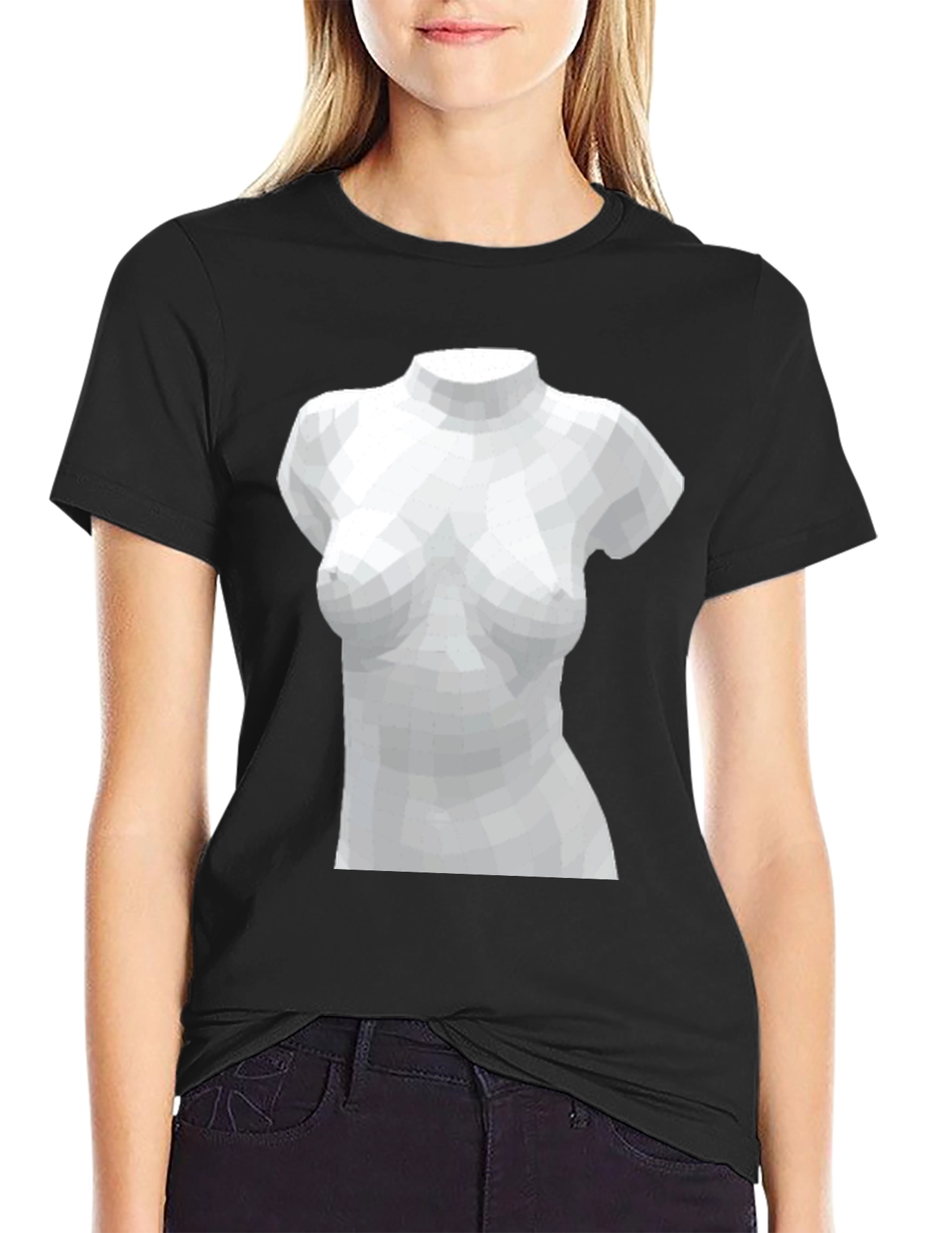 Black Geometric Torso Graphic Tee - Black view 2
