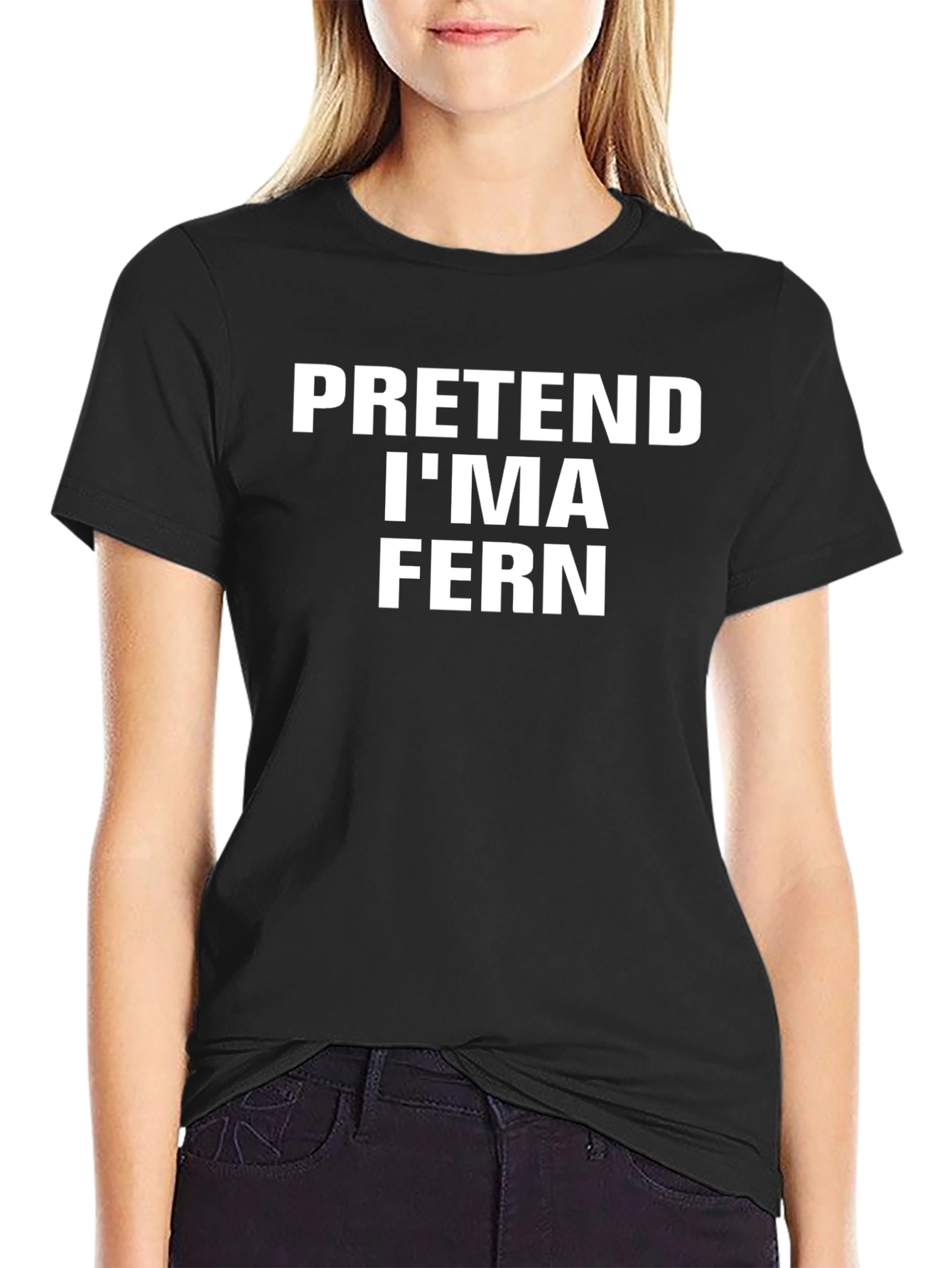 Black Pretend I'm a Fern Graphic T-Shirt view 2